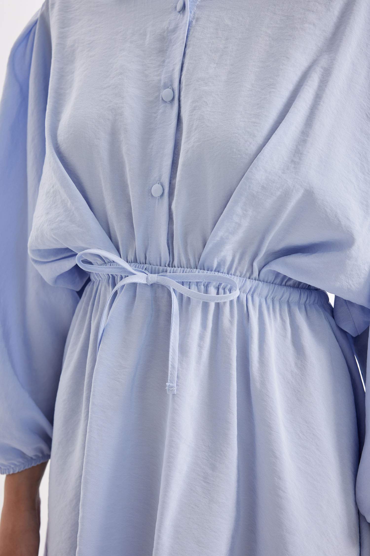 Shirt Collar Modal Half Sleeve Midi Dress