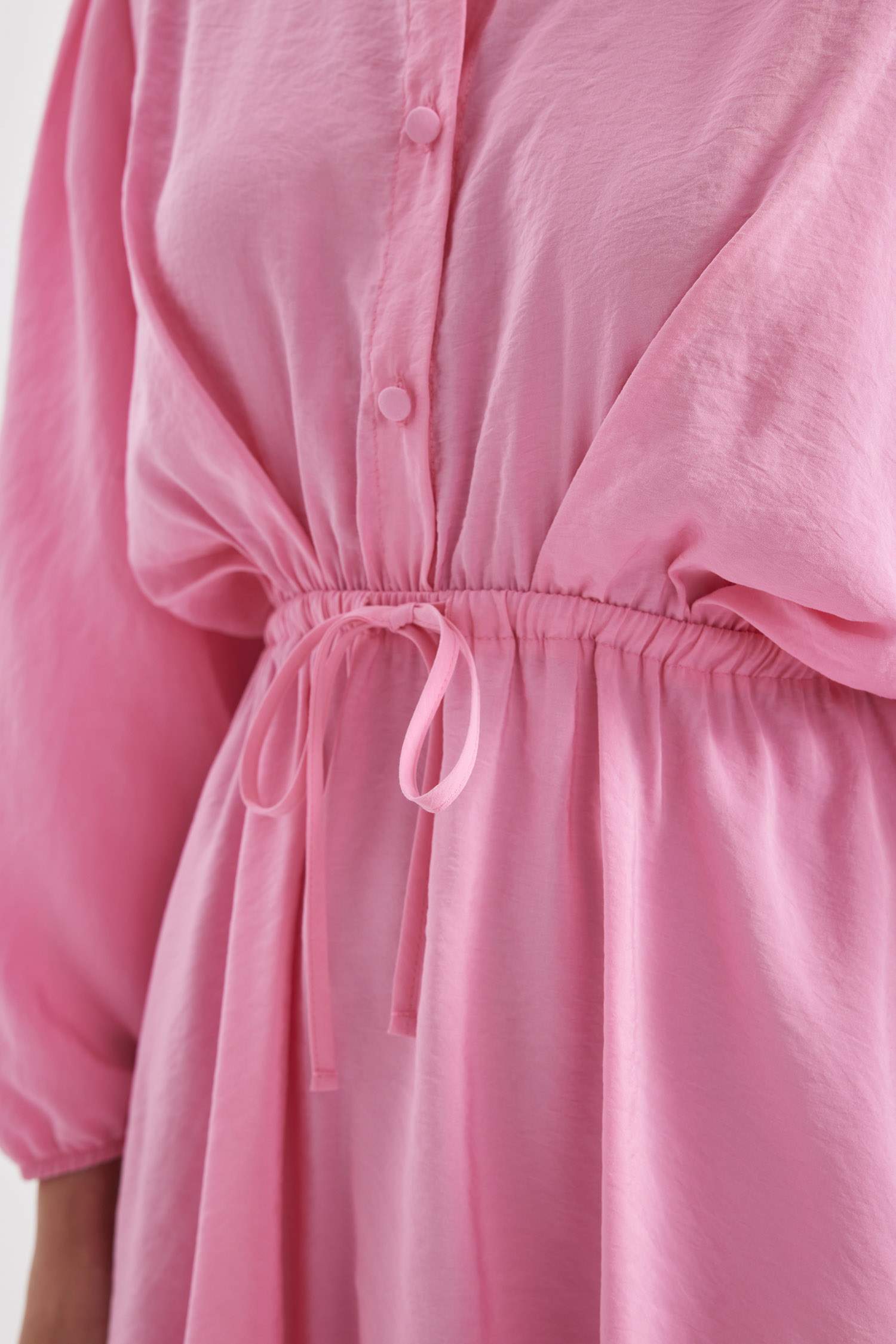 Gömlek Yaka Modal Uzun Kollu Mini Elbise