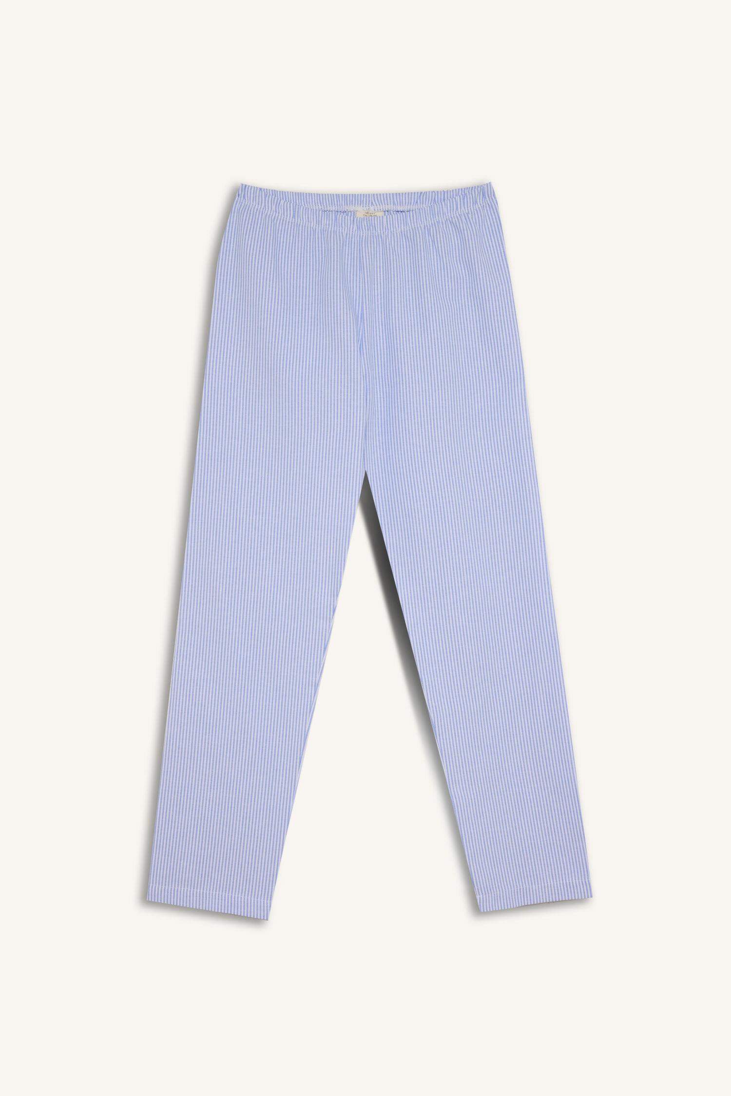 Erkek Çocuk Pijama Takımı Dokuma Uzun Kollu Üst Çizgili Alt