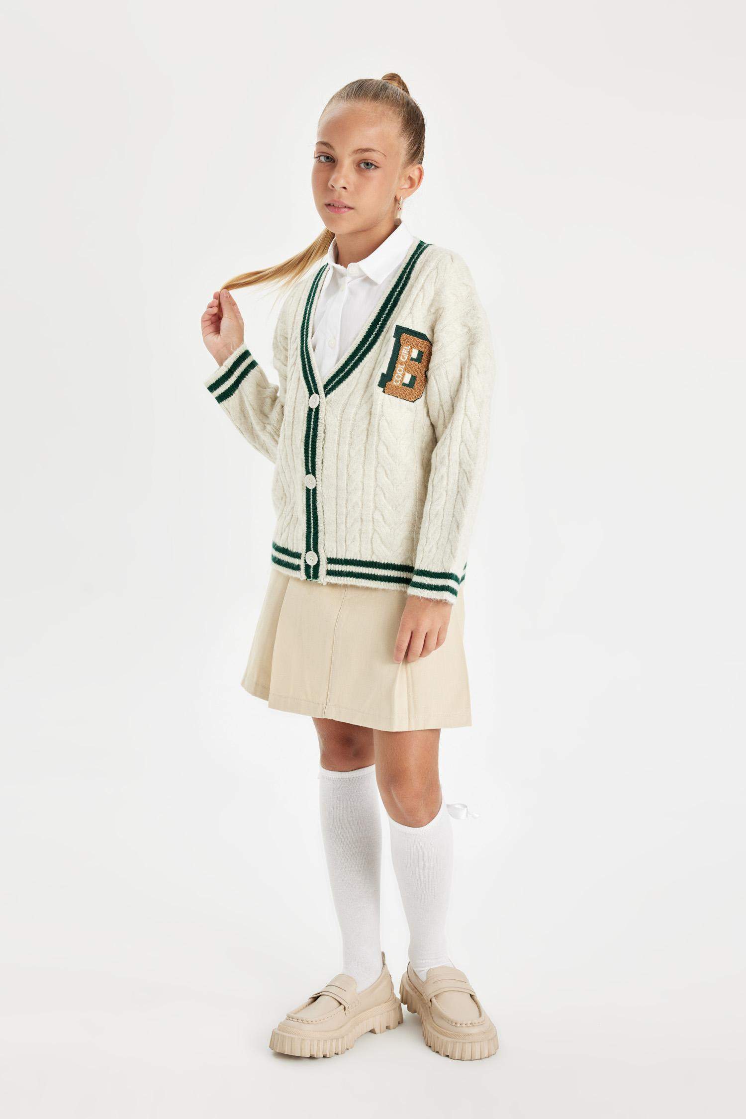 Kız Çocuk Beli Lastikli Pileli Gabardin Etek