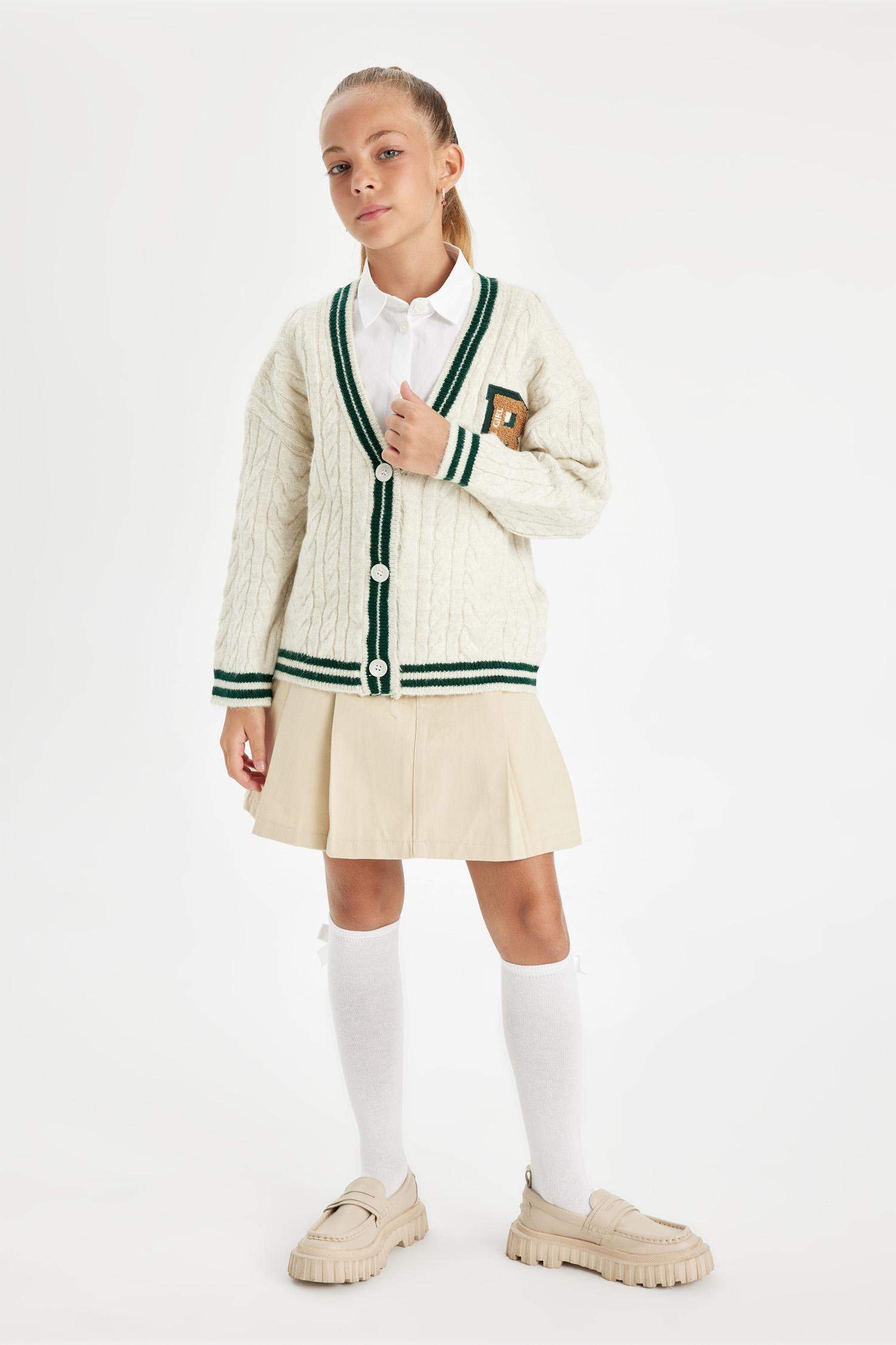 Kız Çocuk Beli Lastikli Pileli Gabardin Etek