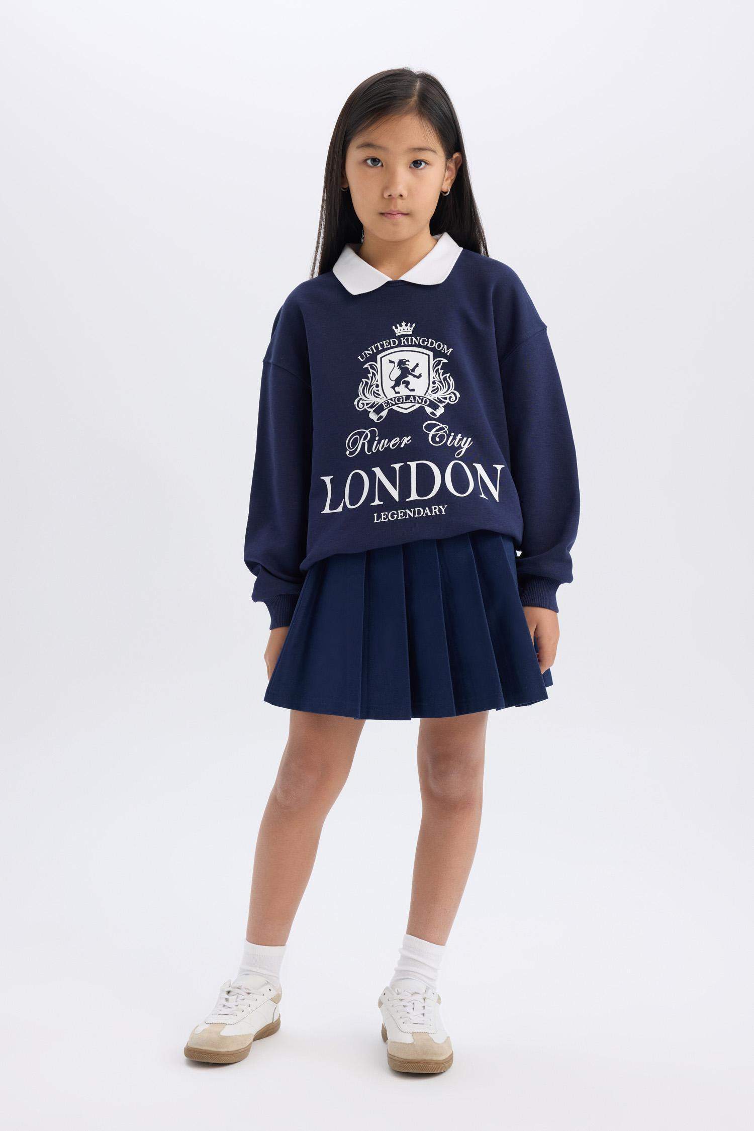 تنورة جبردين بناتي بكسرات وسحاب مخفي