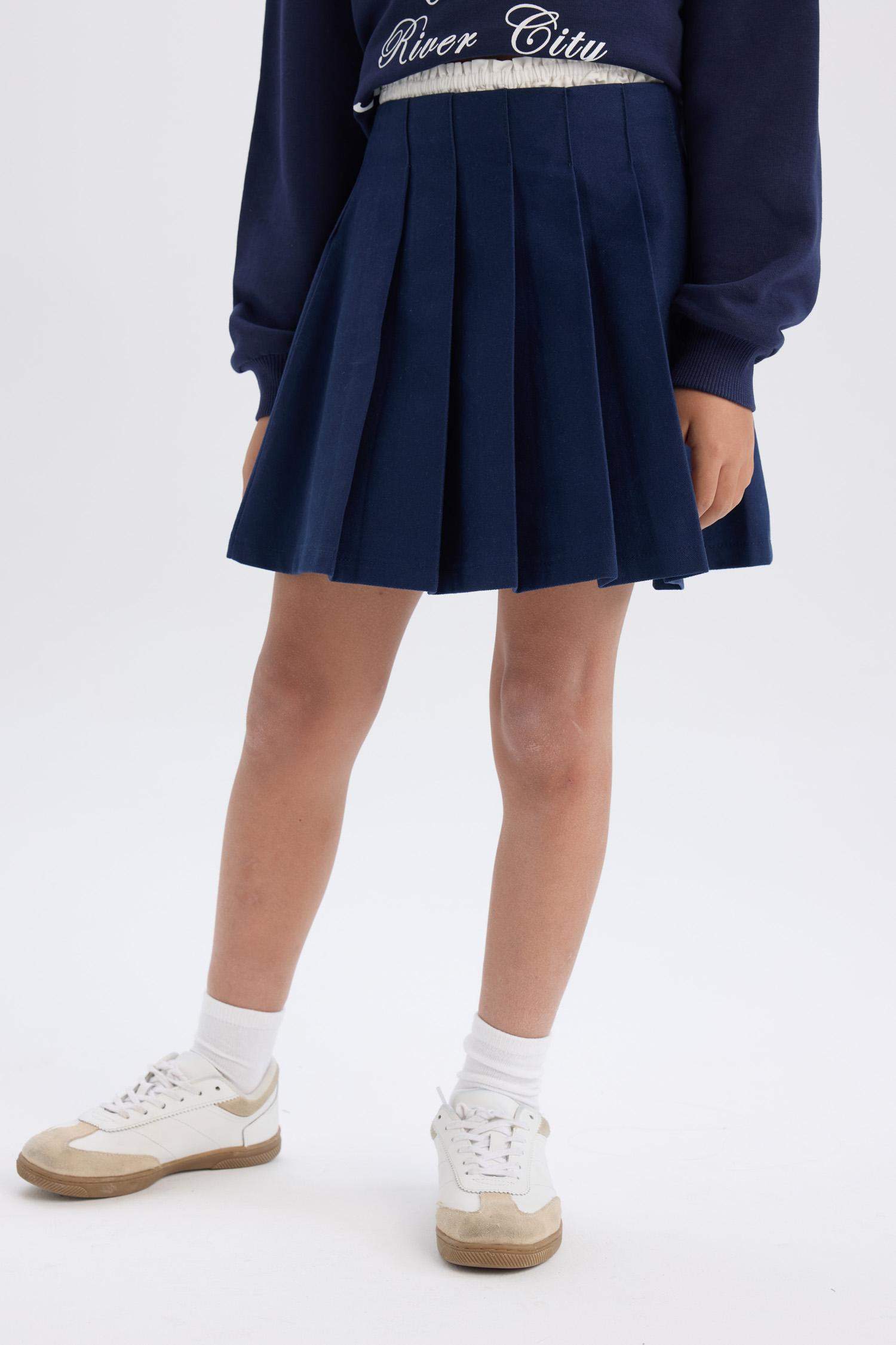 تنورة جبردين بناتي بكسرات وسحاب مخفي