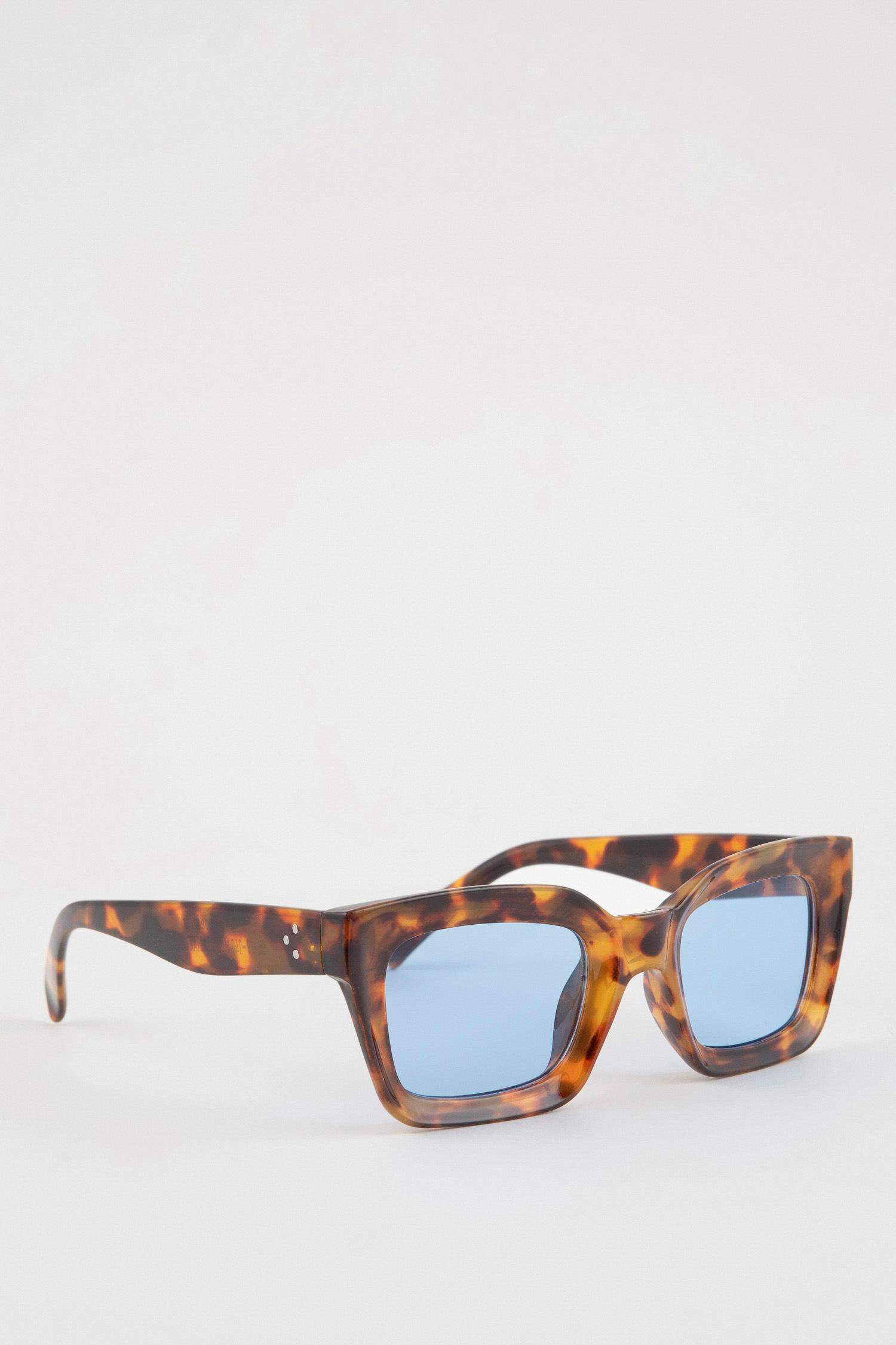 Woman Leopard Pattern Rectangular Sunglasses
