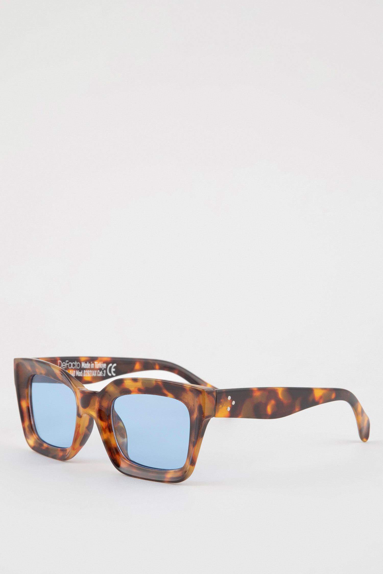 Woman Leopard Pattern Rectangular Sunglasses