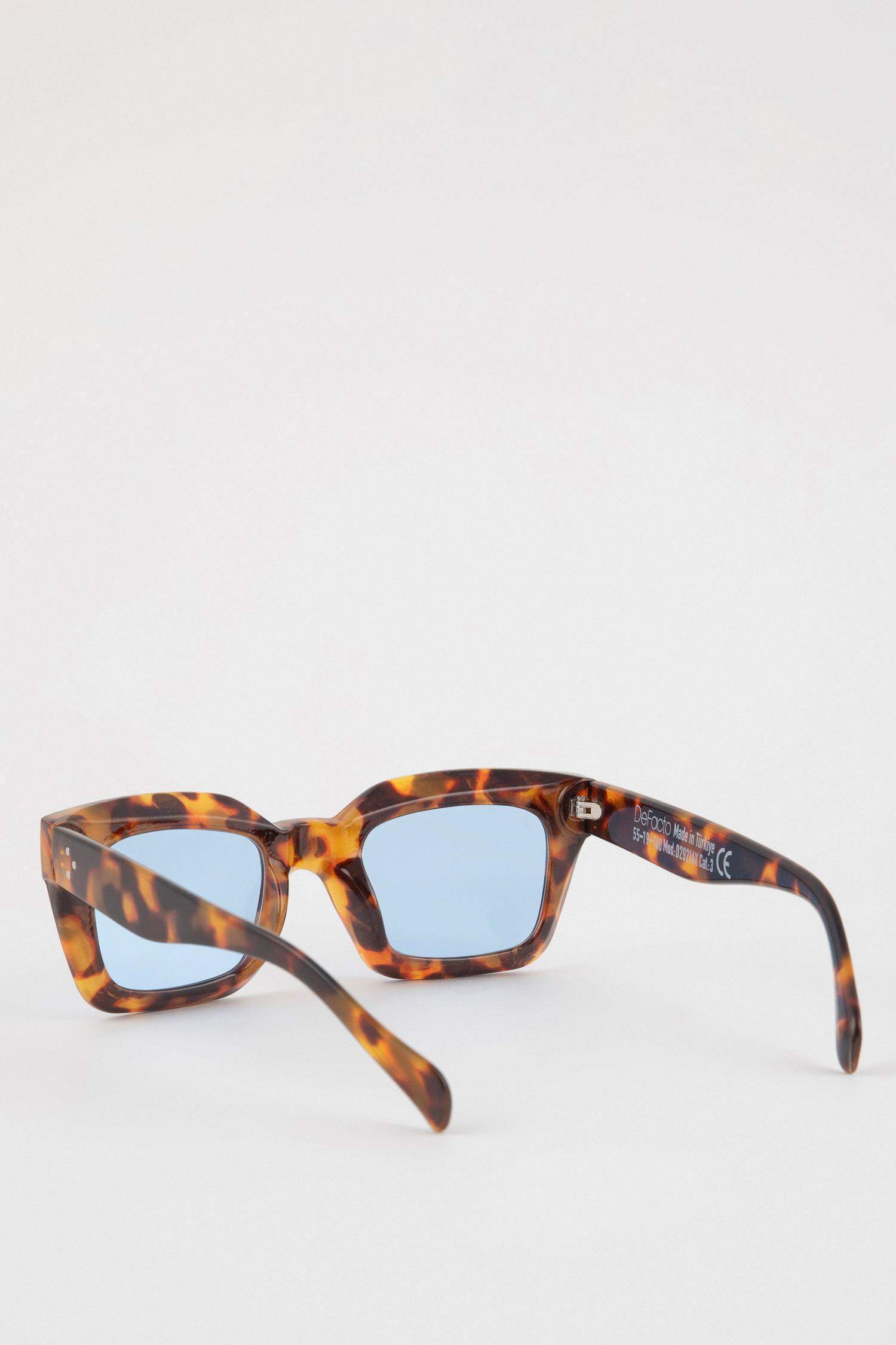Woman Leopard Pattern Rectangular Sunglasses