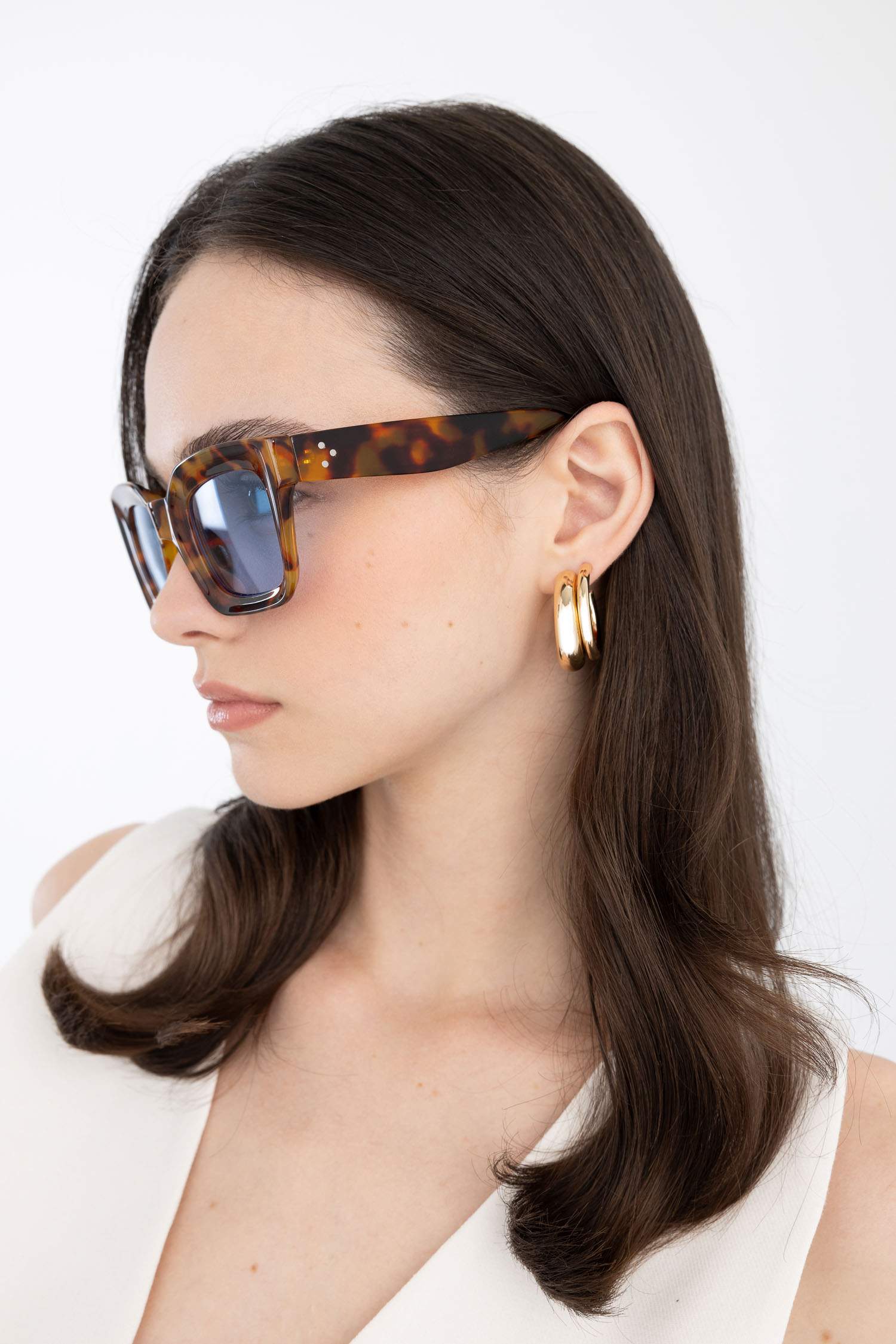 Woman Leopard Pattern Rectangular Sunglasses
