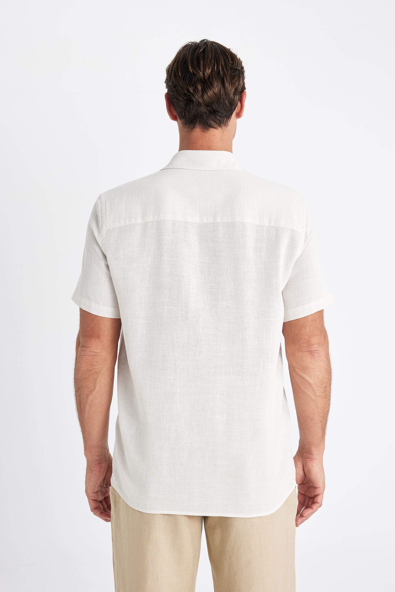 Chemise basique en coton à manches courtes Coupe régulière