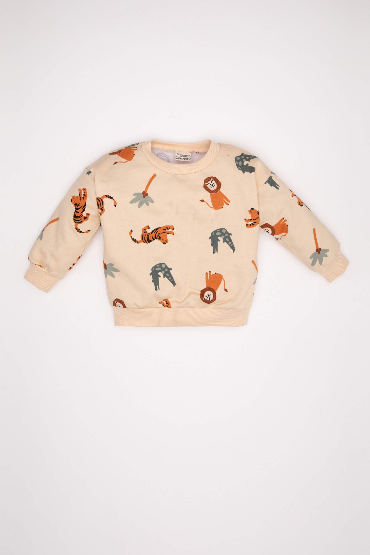 Erkek Bebek Bisiklet Yaka Baskılı Sweatshirt