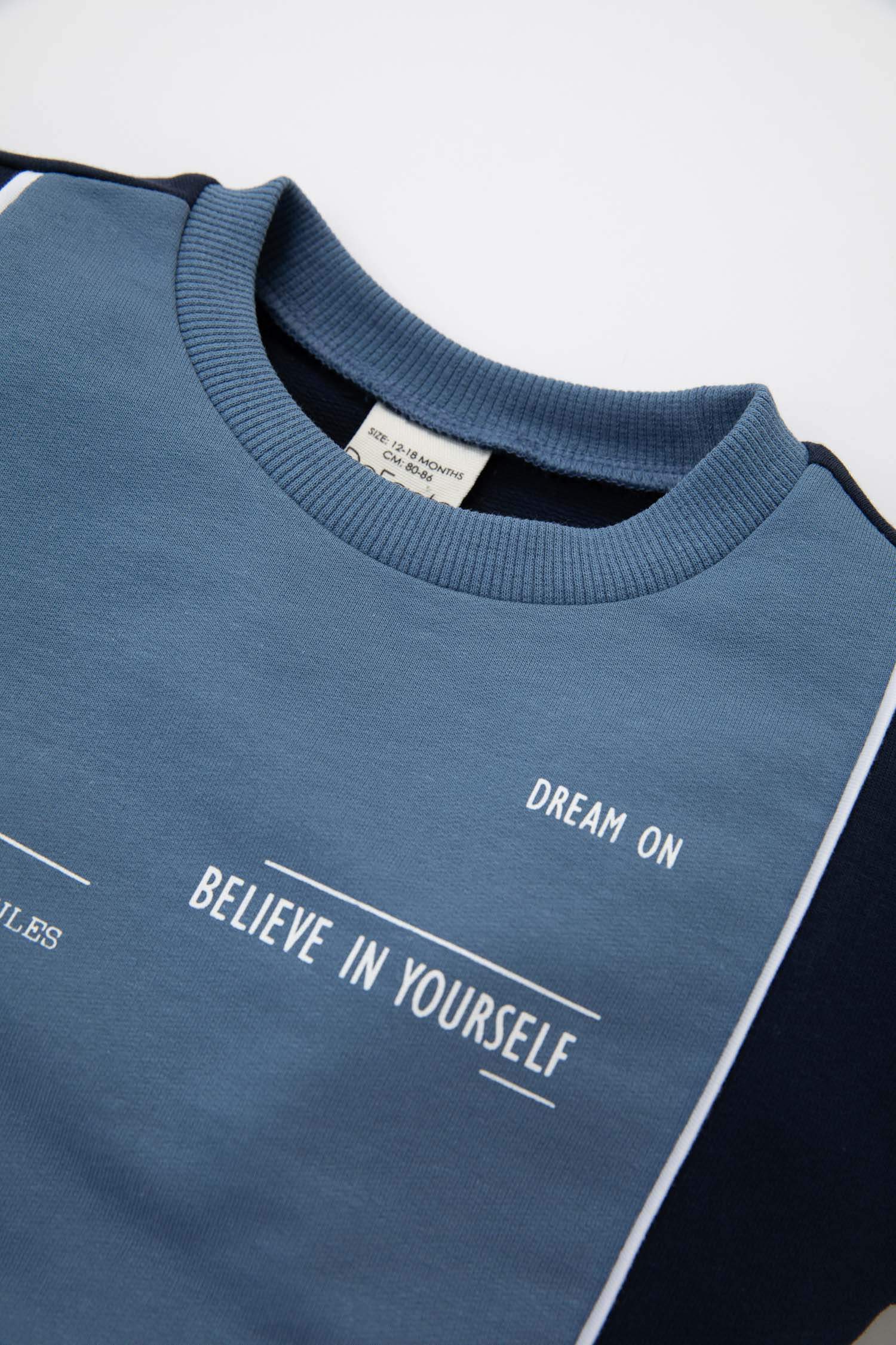 Erkek Bebek 2'li Takım Baskılı Sweatshirt Beli Lastikli Jogger Eşofman Altı