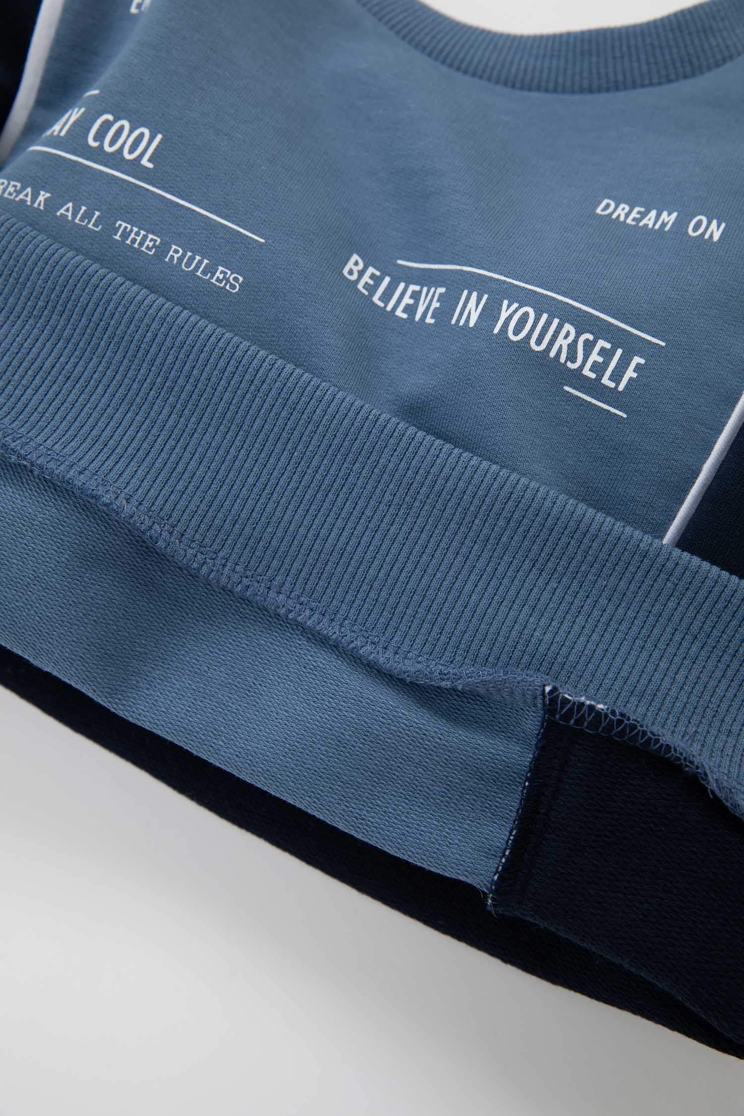 Erkek Bebek 2'li Takım Baskılı Sweatshirt Beli Lastikli Jogger Eşofman Altı