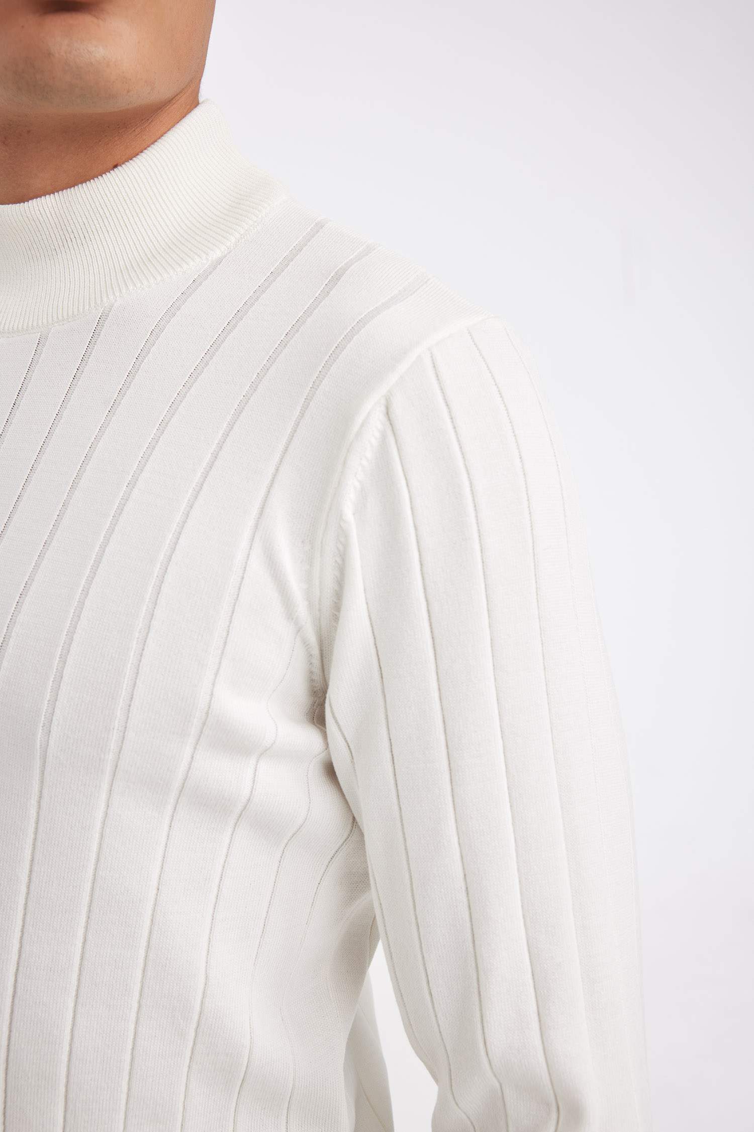 بلوفر تريكو قصة عادية بياقة عالية