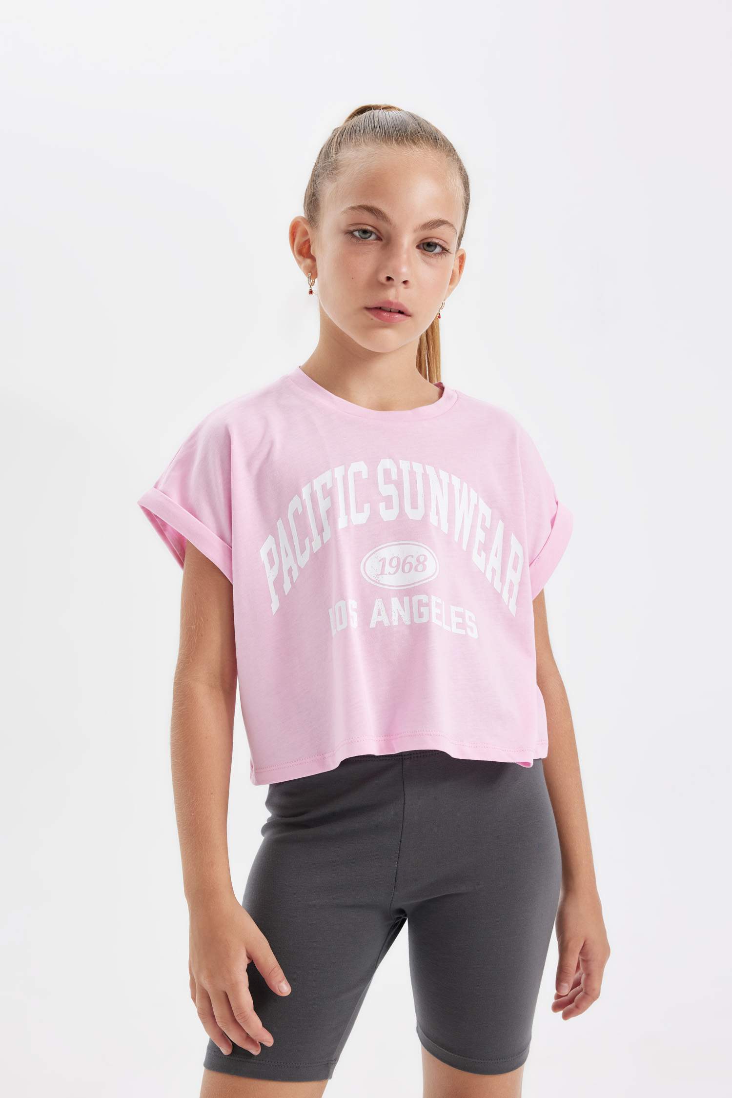 Girl Printed Short Sleeve T-Shirt Leggings 2 Piece Set