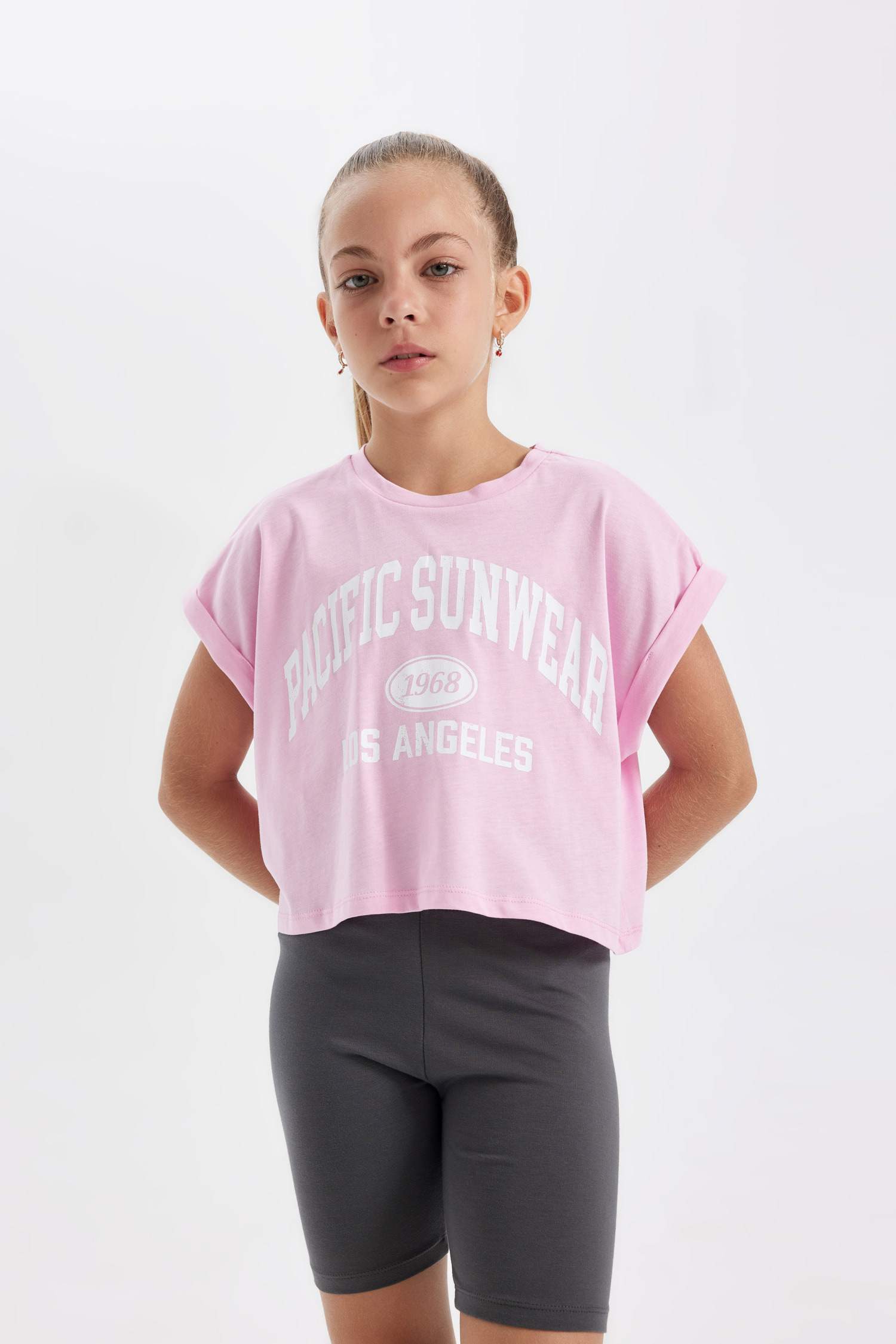 Girl Printed Short Sleeve T-Shirt Leggings 2 Piece Set