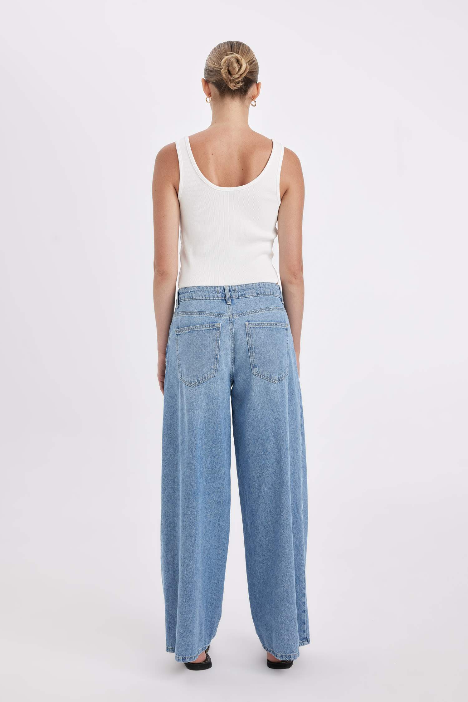 Palazzo Low Waist Long Washed Jeans