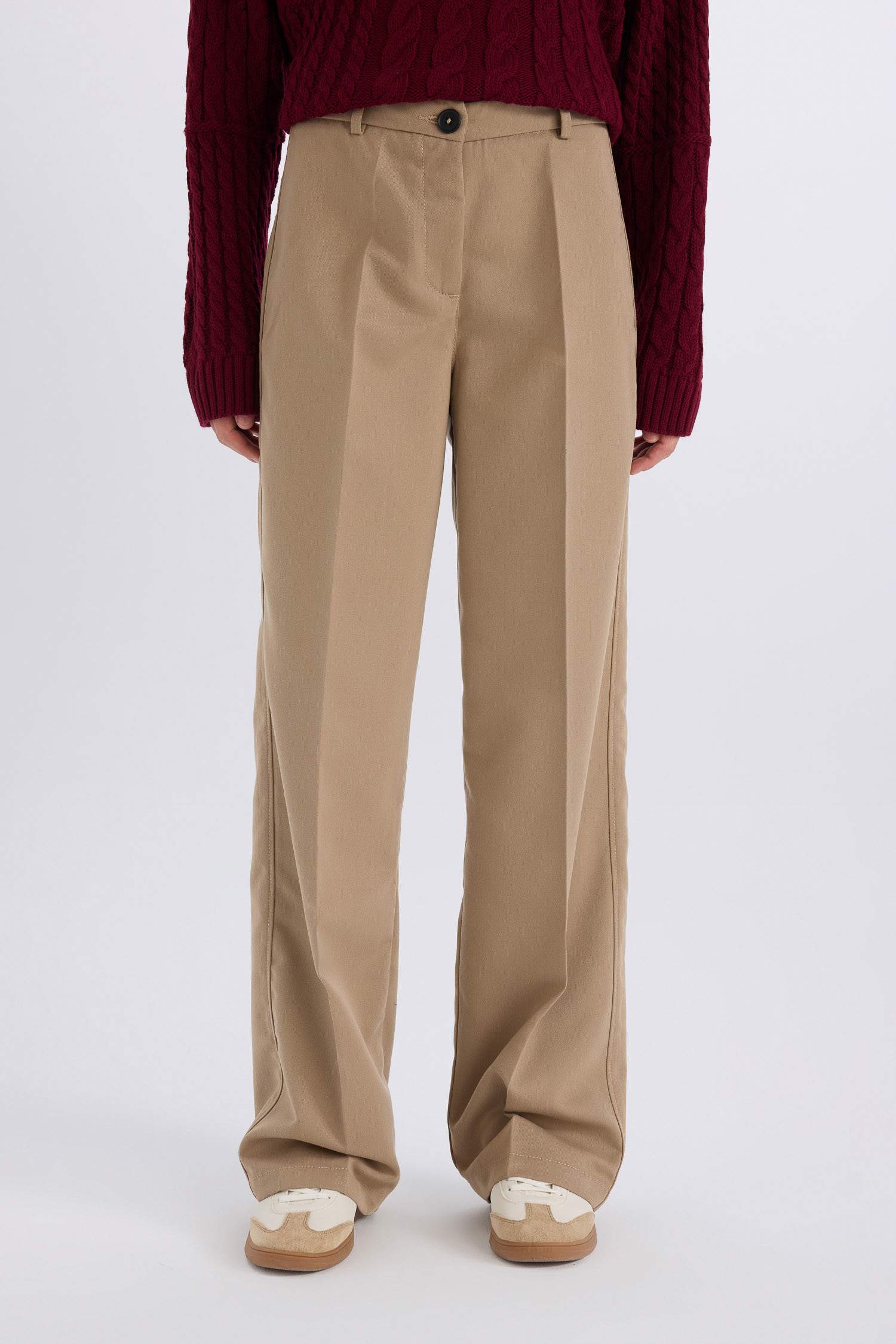Wide Leg High Waist Standard Length Trousers
