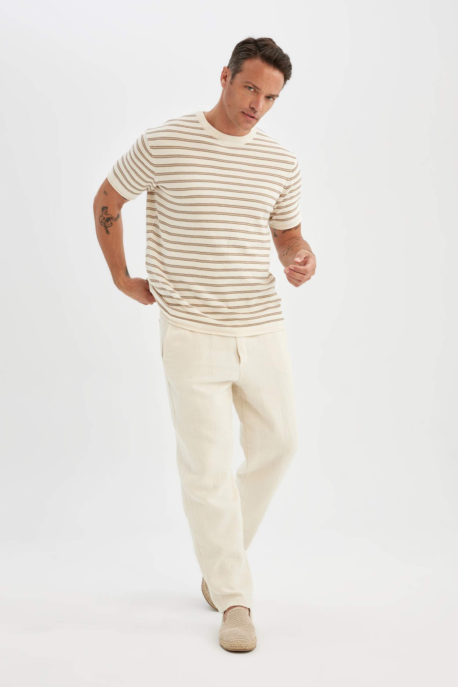 Relax Fit Regular Hem Cotton Trousers
