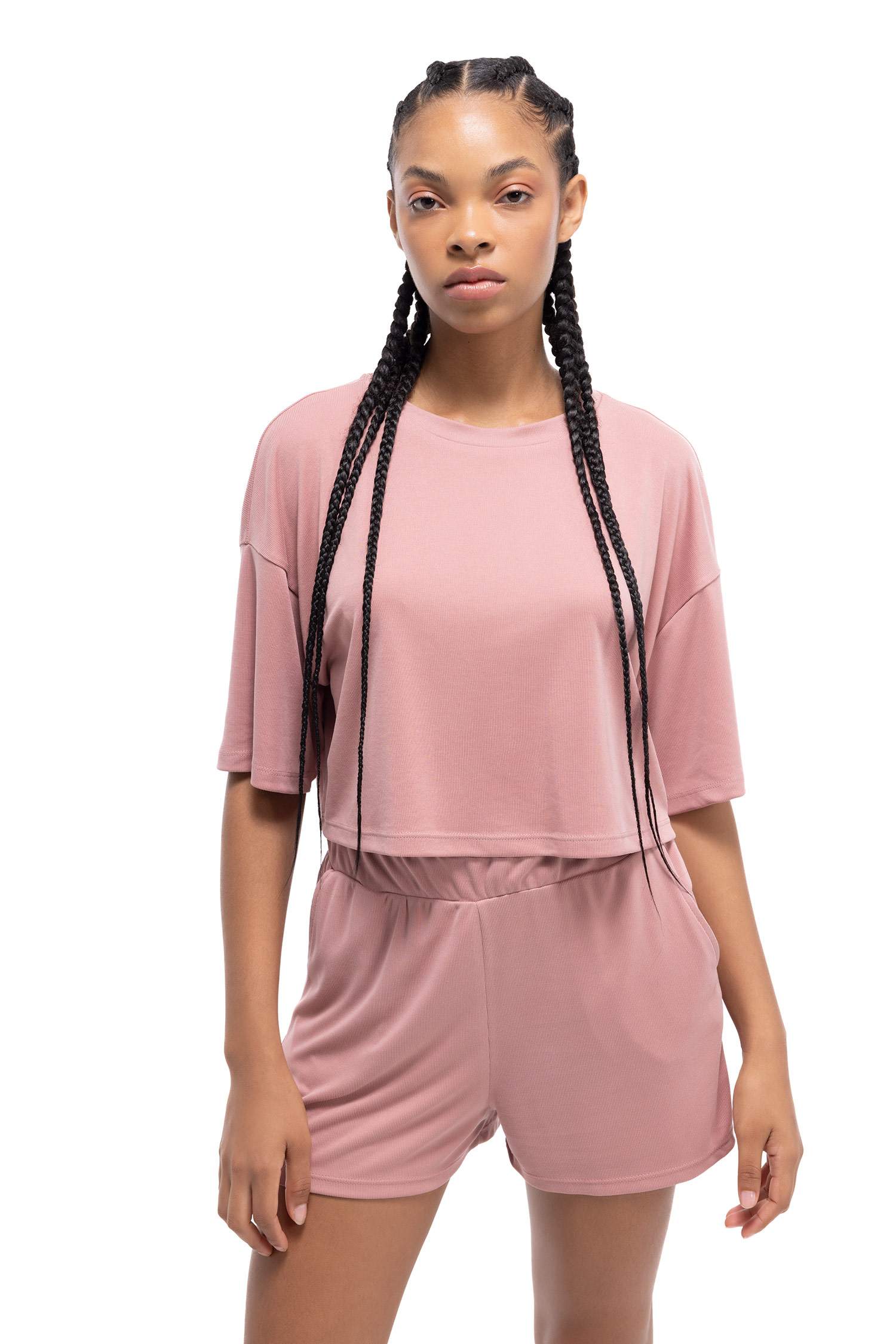 تيشيرت كروب رياضي وردي نص كم من DeFactoFit