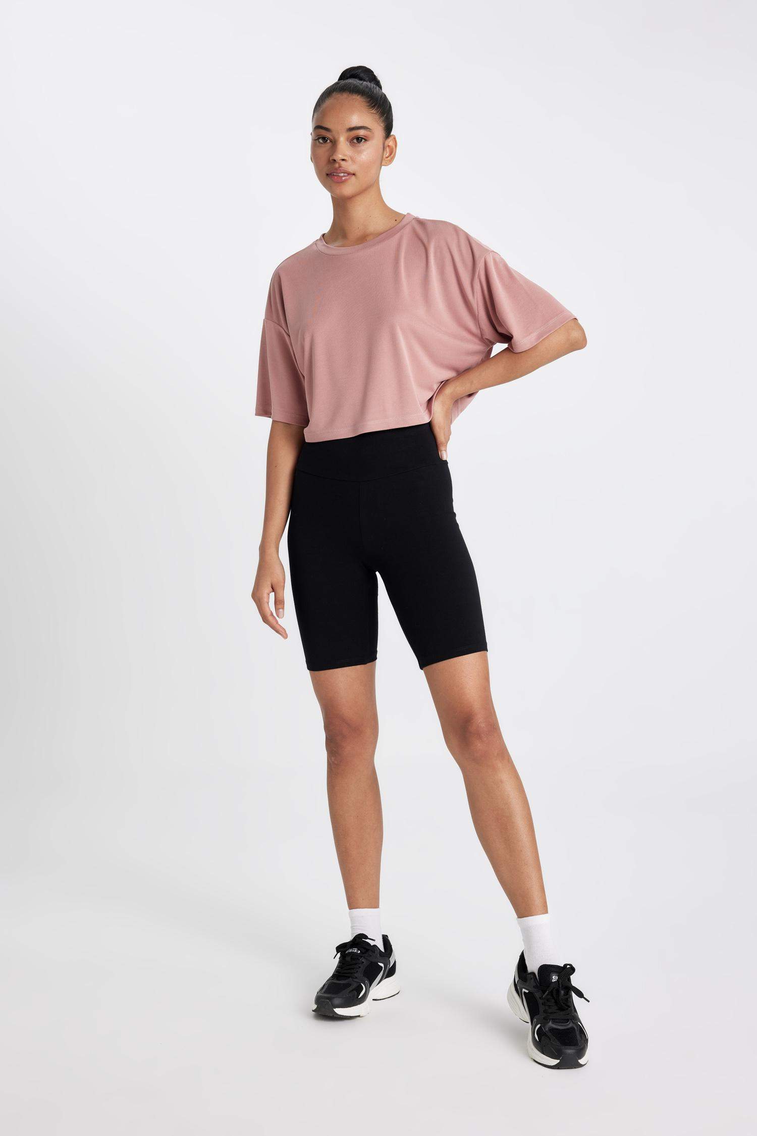 DeFactoFit Crew Neck Sports Modal Crop T-Shirt