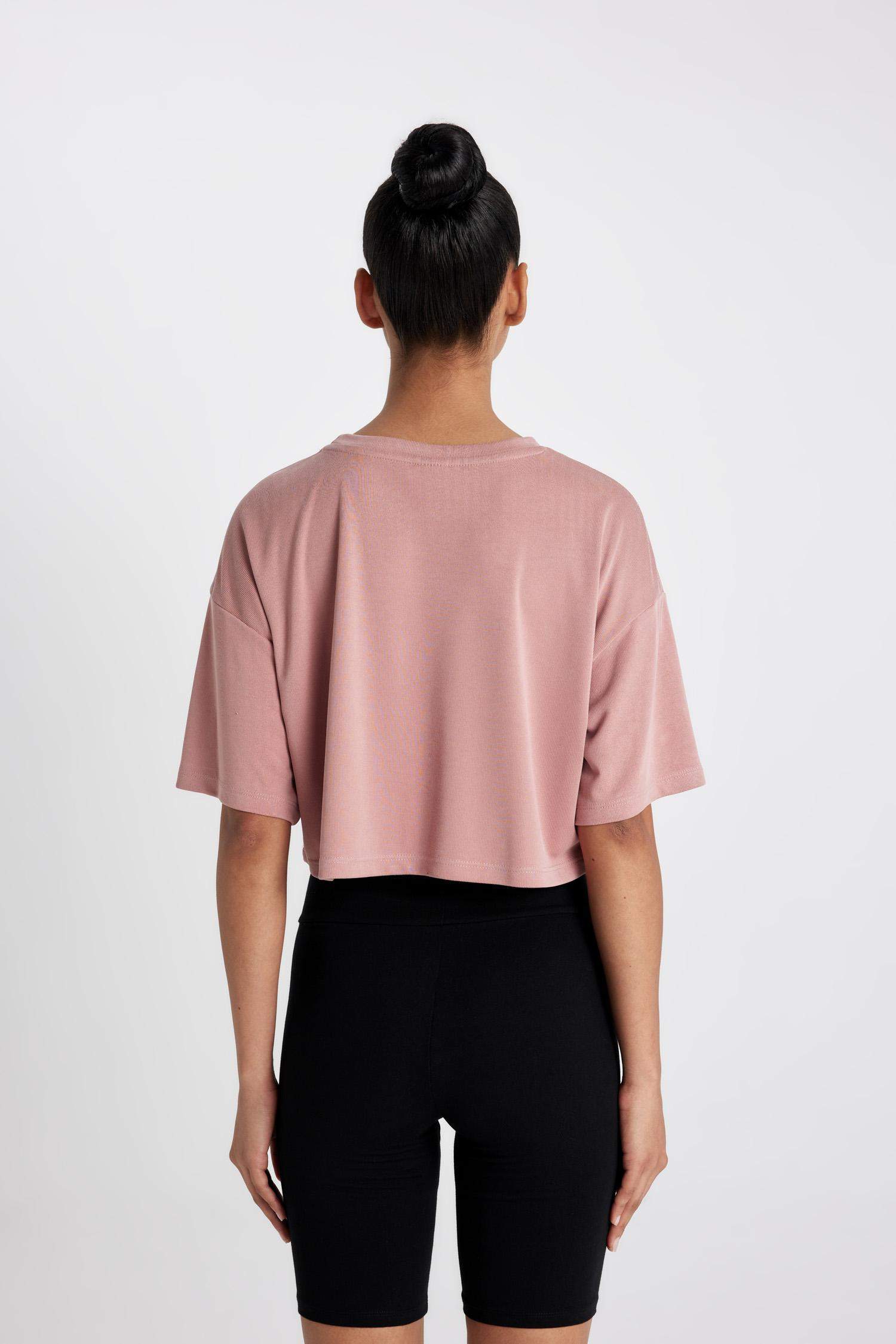 DeFactoFit Crew Neck Sports Modal Crop T-Shirt