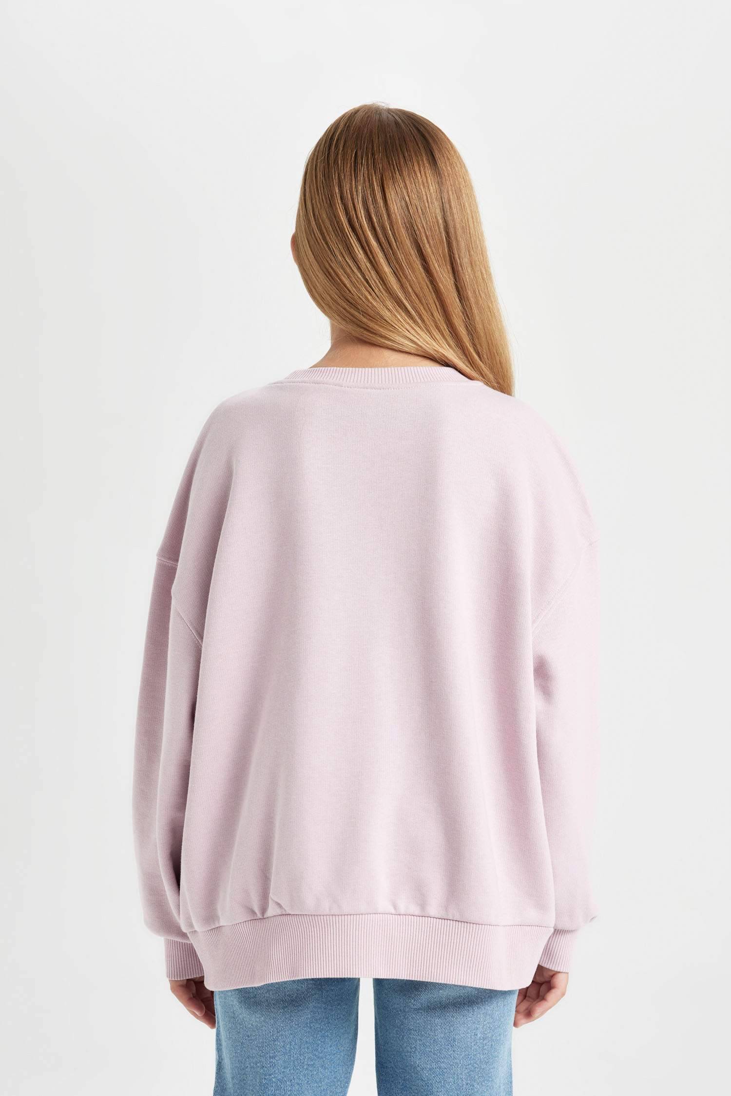 Kız Çocuk Looney Tunes Baskılı Oversize Geniş Kalıp Bisiklet Yaka Sweatshirt