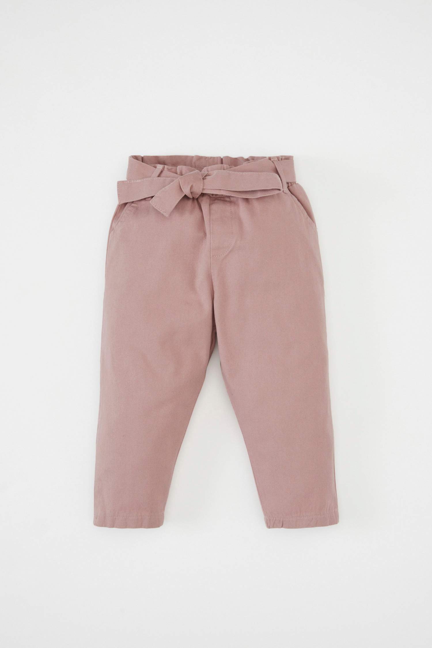 Kız Bebek Esnek Bantlı Paça Beli Lastikli Kemerli Cepli Gabardin Pantolon