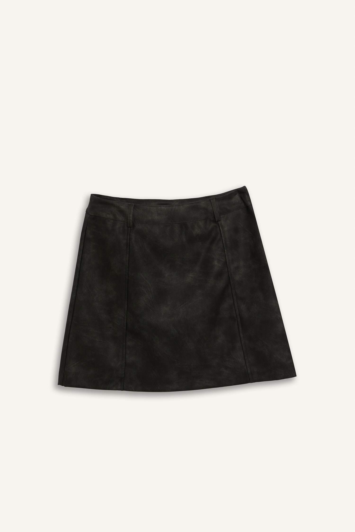 Coool A Cut Faux Leather High Waist Mini Knitted Skirt