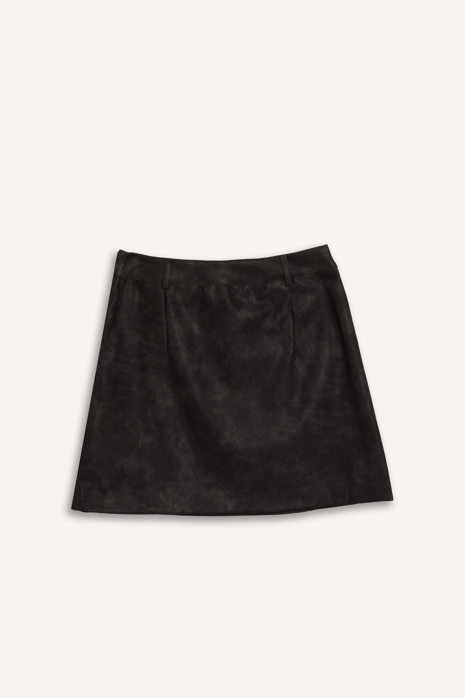 Coool A Cut Faux Leather High Waist Mini Knitted Skirt
