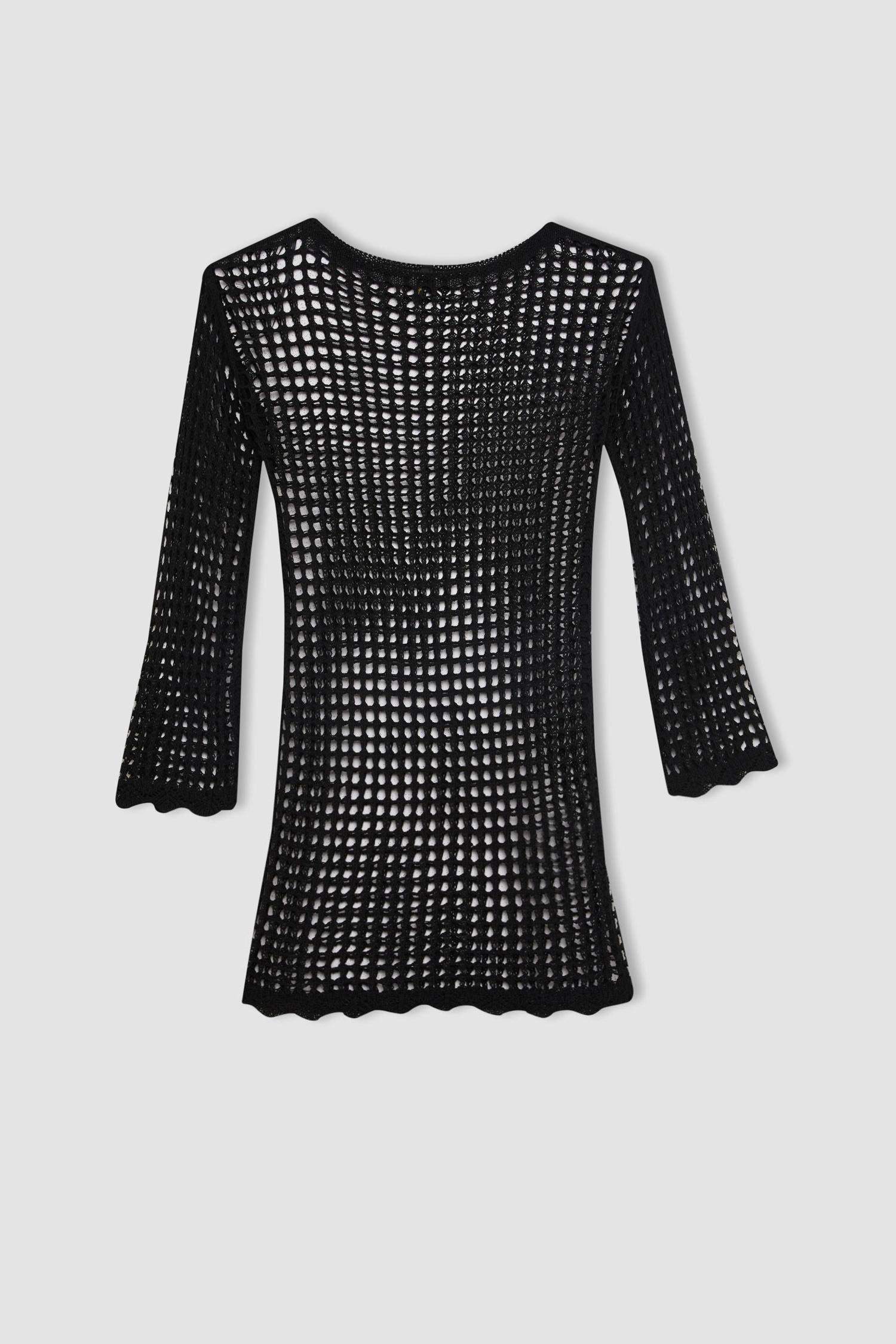 Crew Neck Crochet Mini Dress