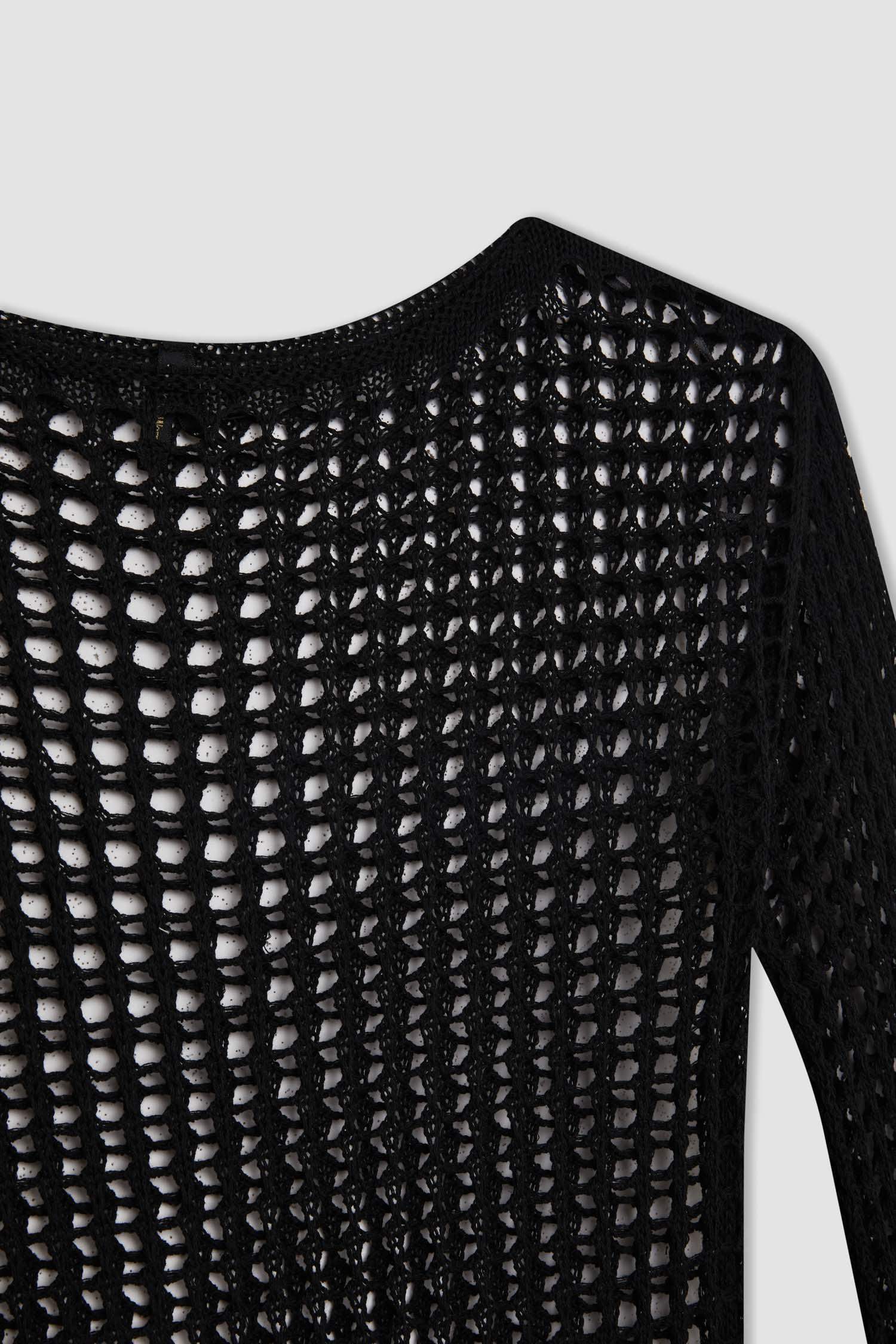 Crew Neck Crochet Mini Dress