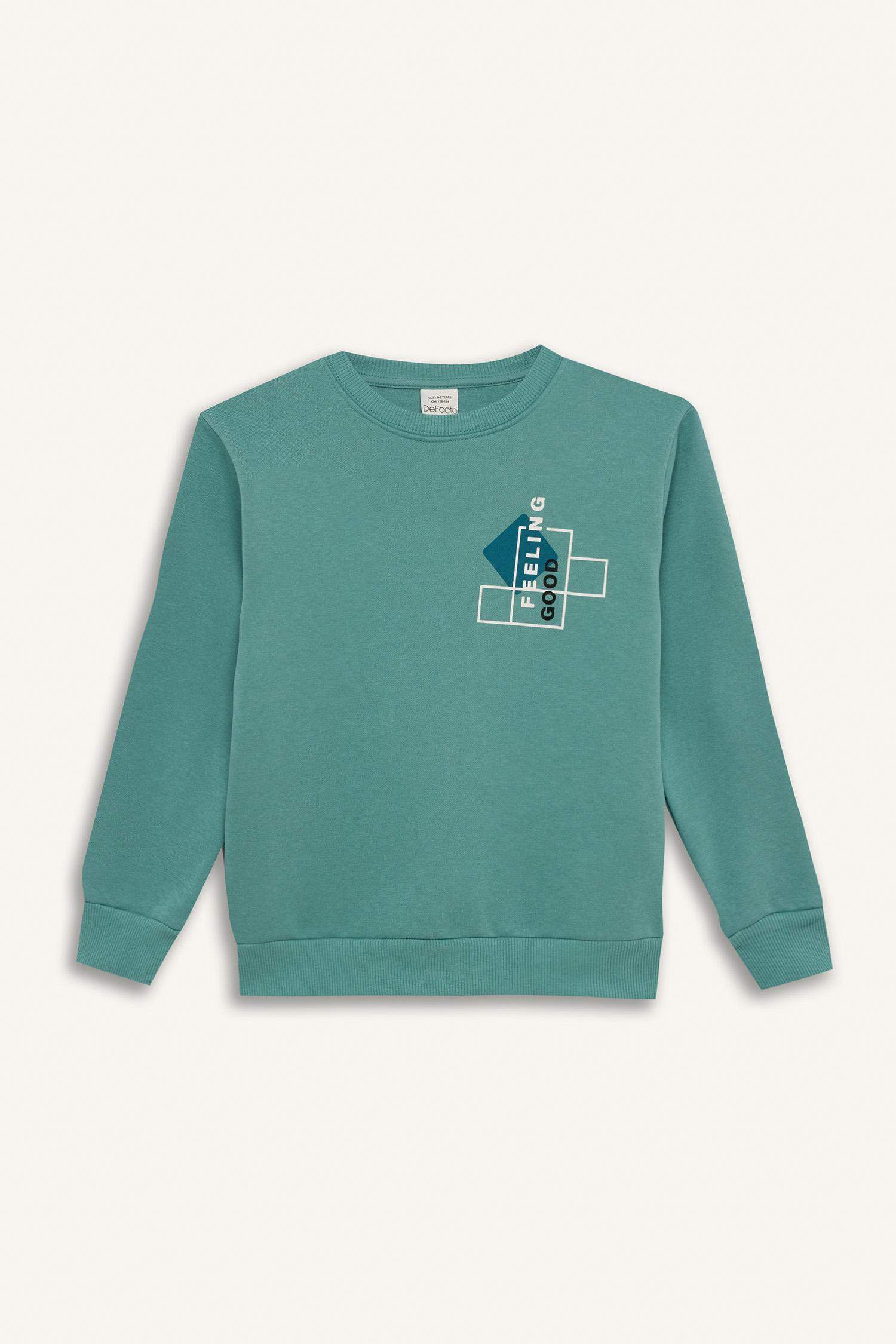 Erkek Çocuk Bisiklet Yaka Baskılı Sweatshirt