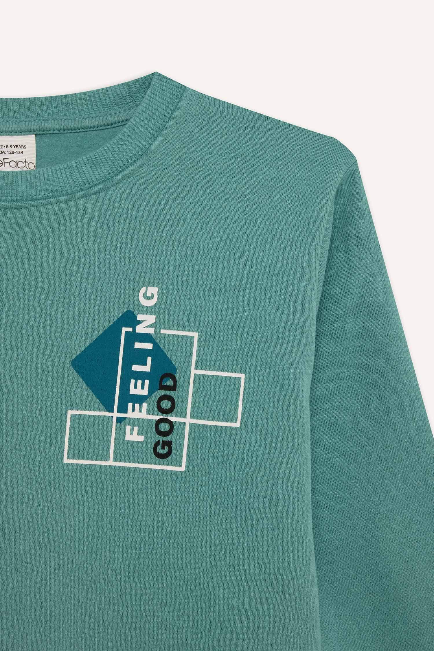 Erkek Çocuk Bisiklet Yaka Baskılı Sweatshirt