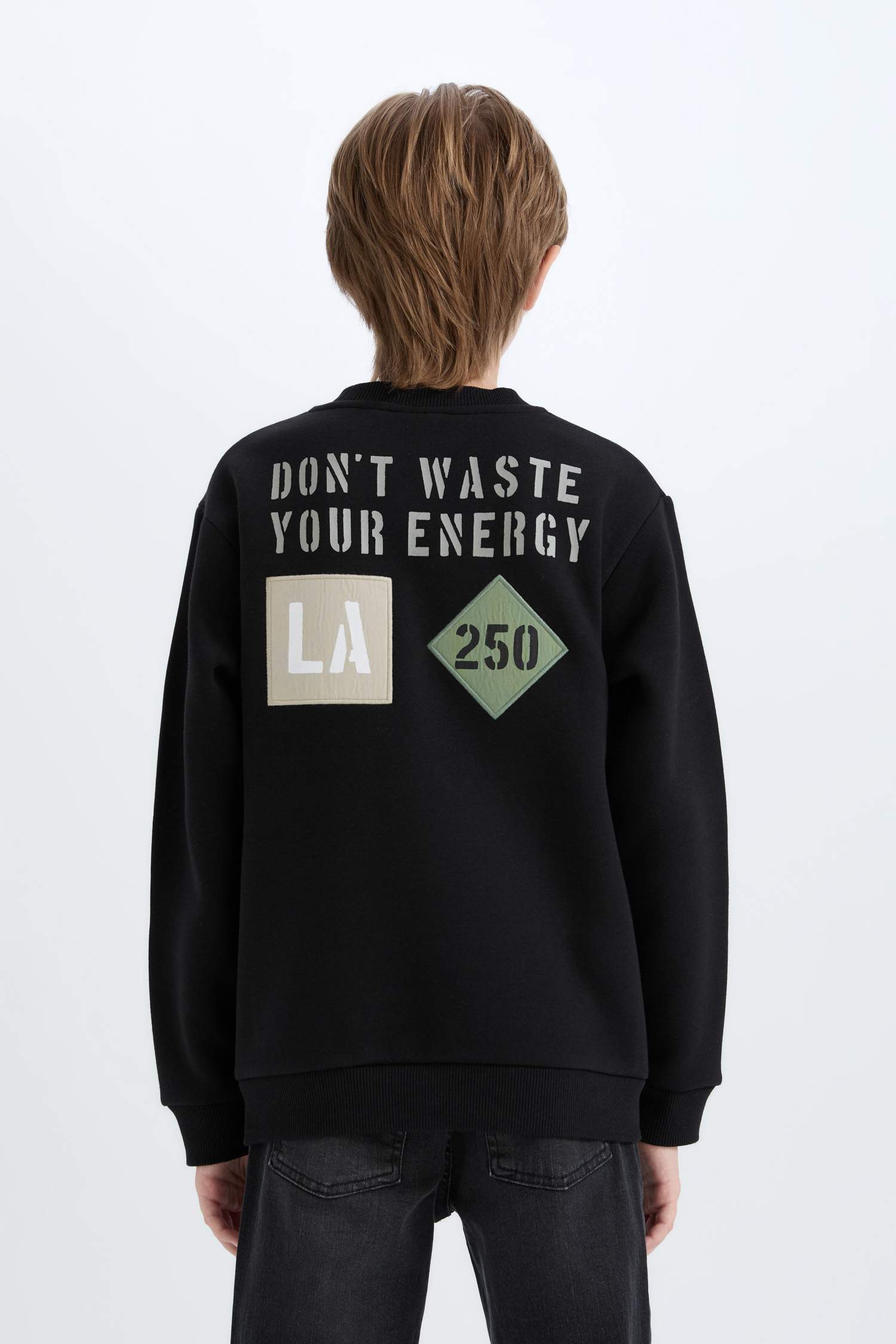 Erkek Çocuk Bisiklet Yaka Sırt Baskılı Sweatshirt