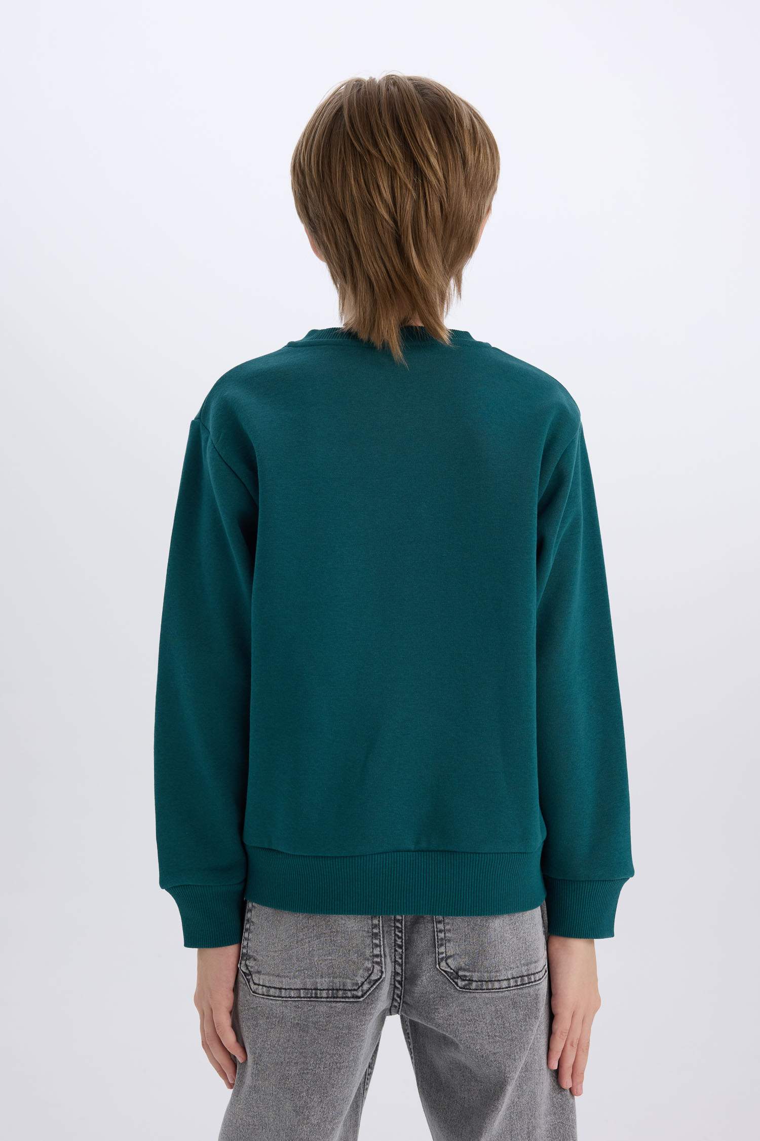 Erkek Çocuk Bisiklet Yaka Baskılı Sweatshirt