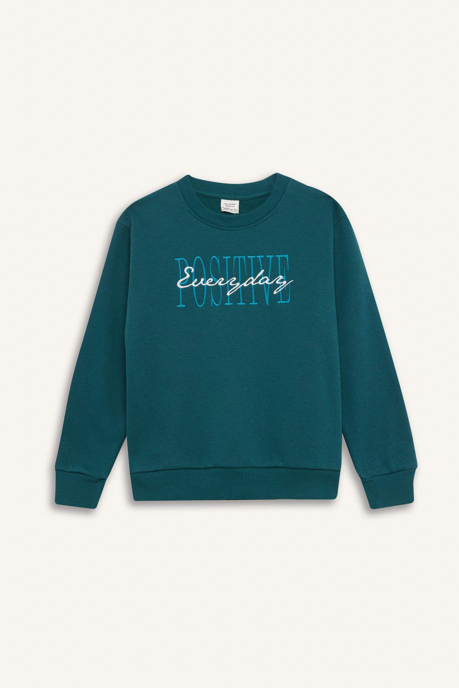 Erkek Çocuk Bisiklet Yaka Baskılı Sweatshirt