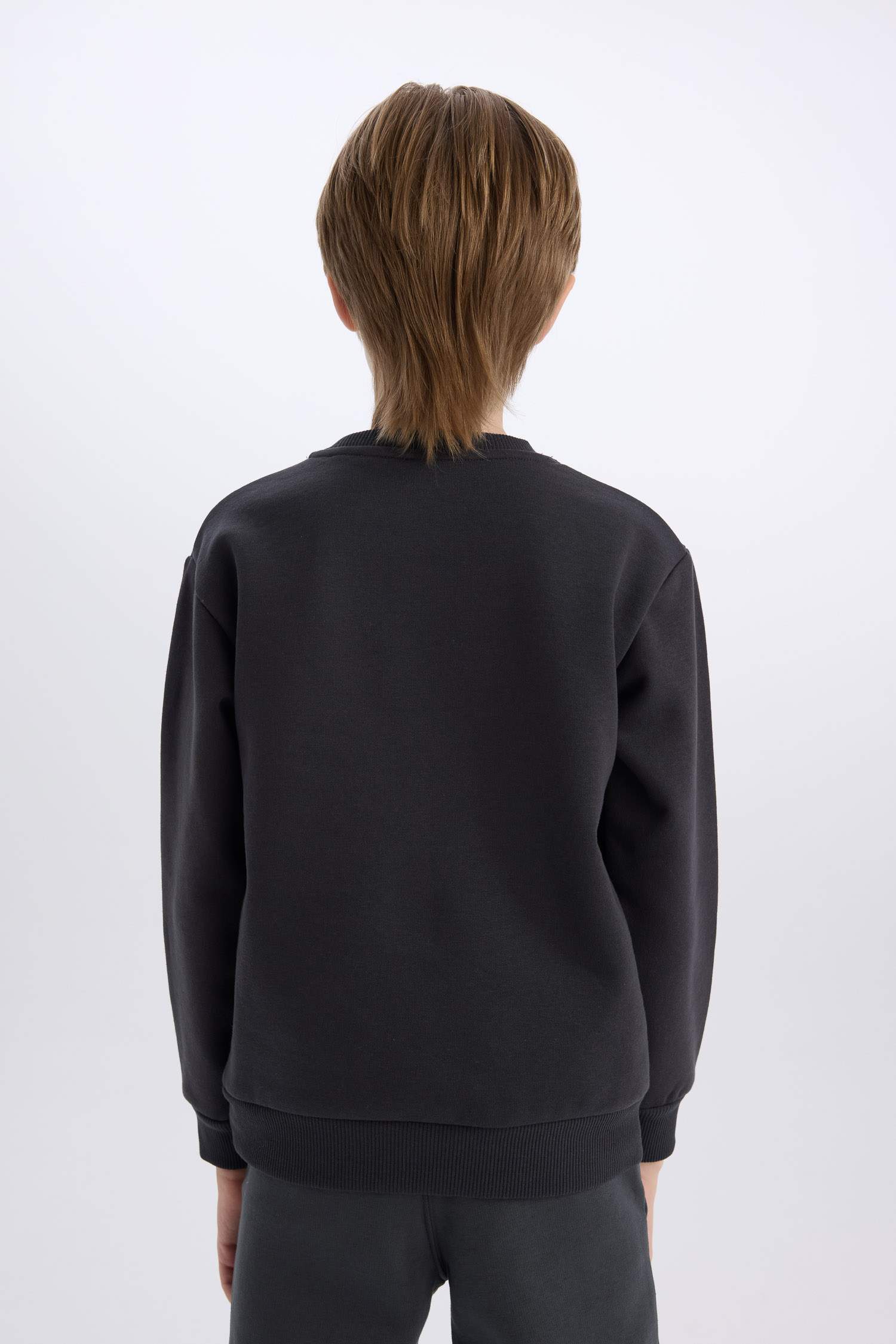 سويت شيرت قصة عادية بياقة مستديرة