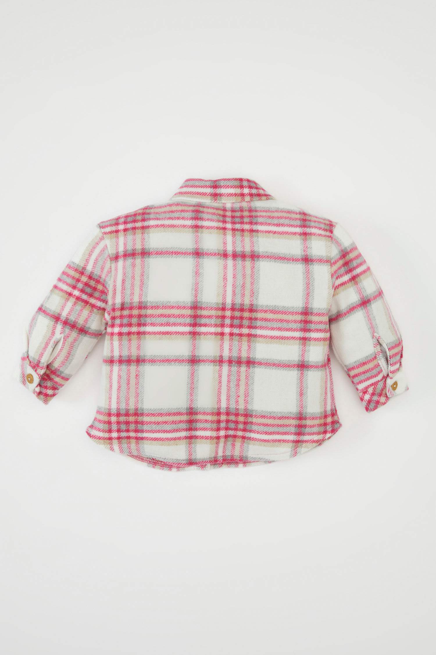 Kız Bebek Ekose Desenli Flanel Uzun Kollu Gömlek