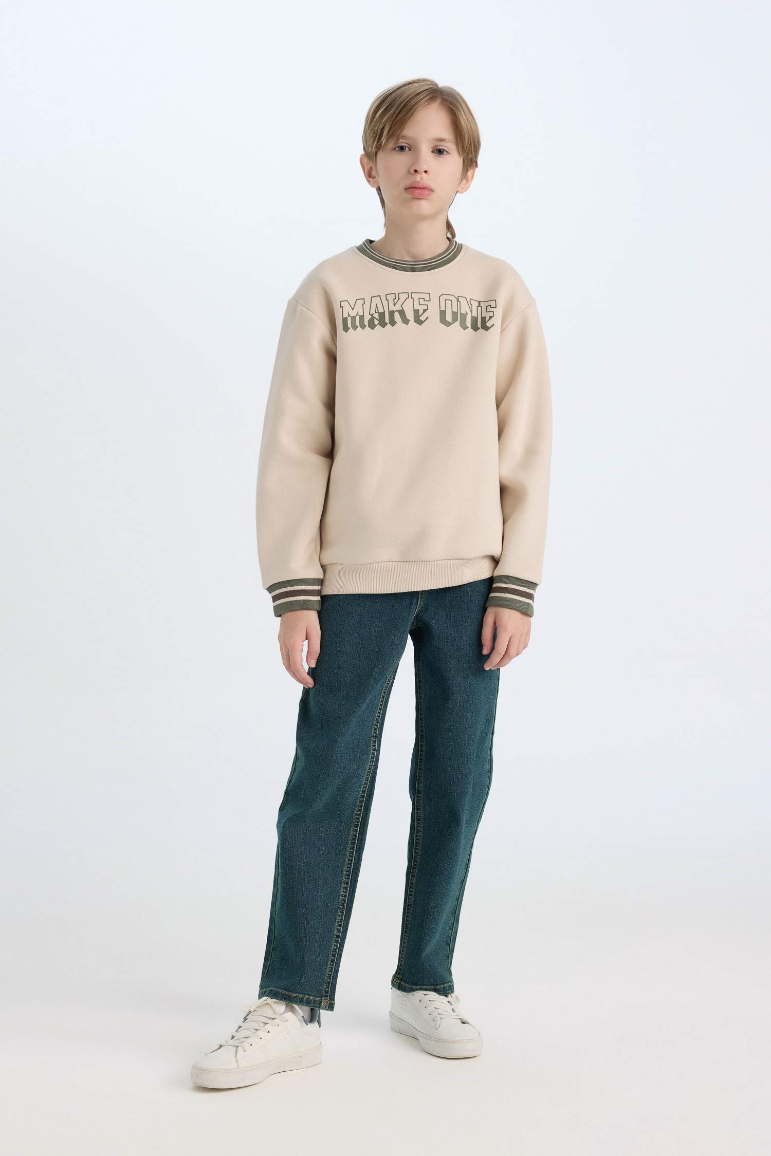 Erkek Çocuk Bisiklet Yaka Baskılı Sweatshirt