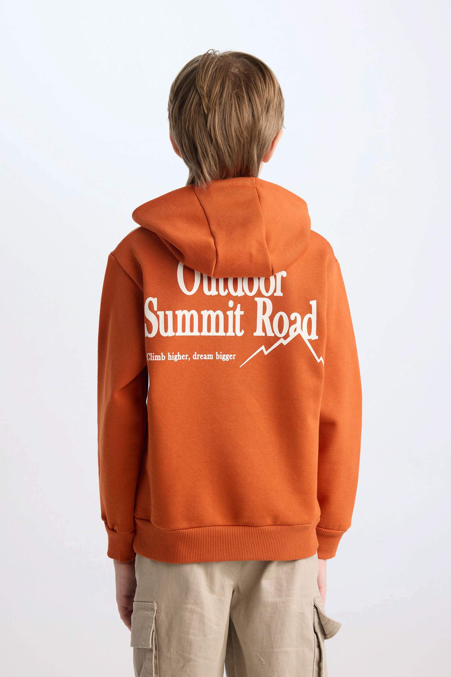 Erkek Çocuk Kapüşonlu Sırt Baskılı Nakışlı Sweatshirt