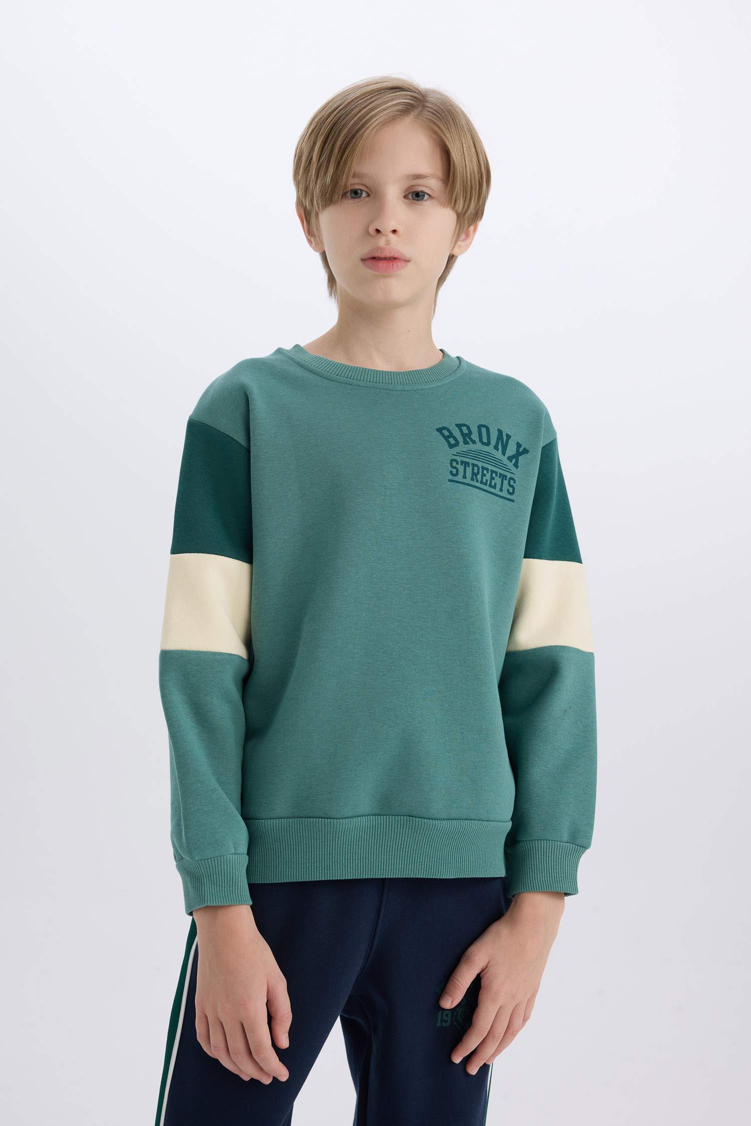 Boy Crew Neck Printed Thick Sweatshirt