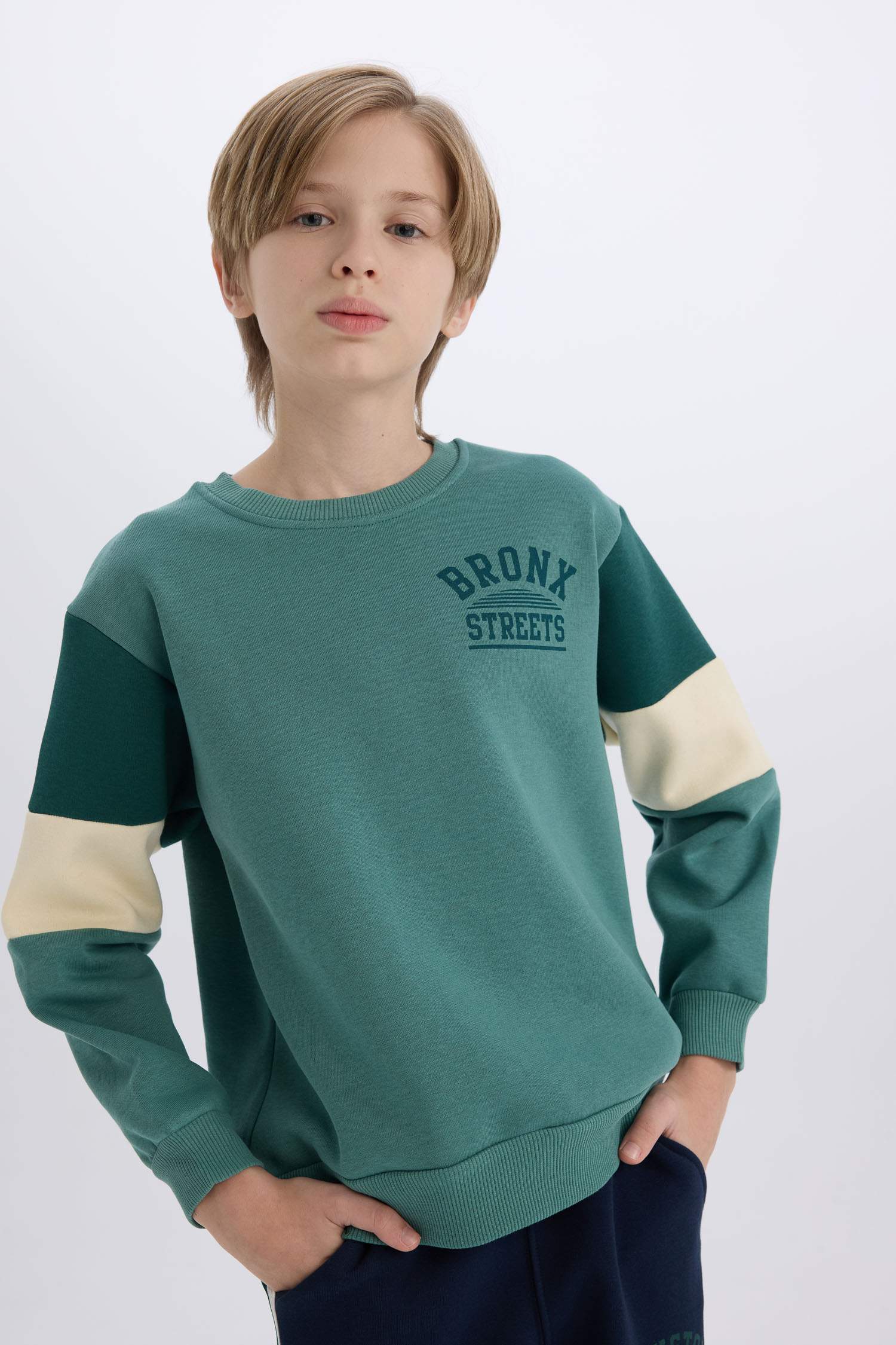 Boy Crew Neck Printed Thick Sweatshirt