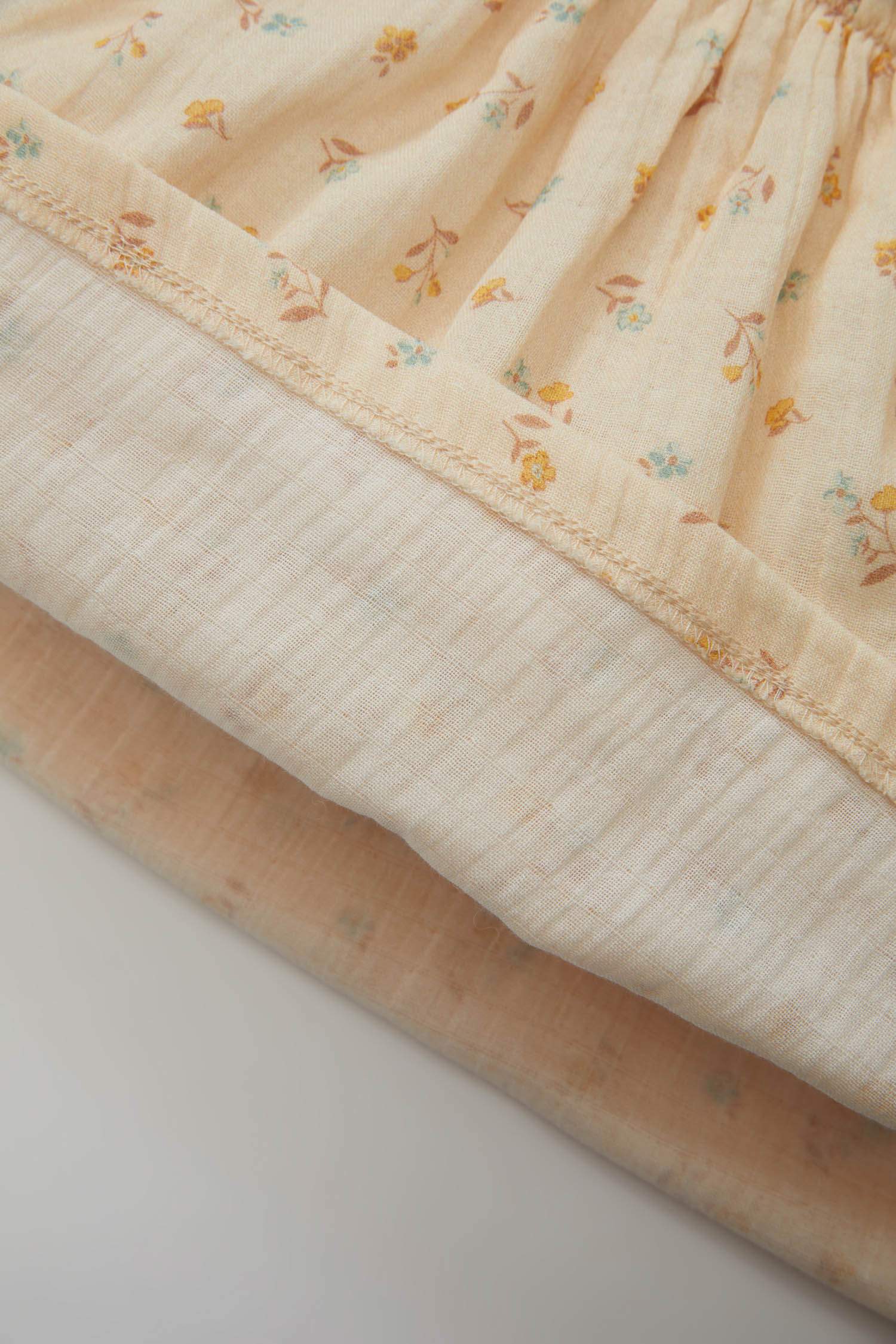 فستان بيبي بناتي فلورال مضلع قصة عادية كم طويل بياقة مستديرة