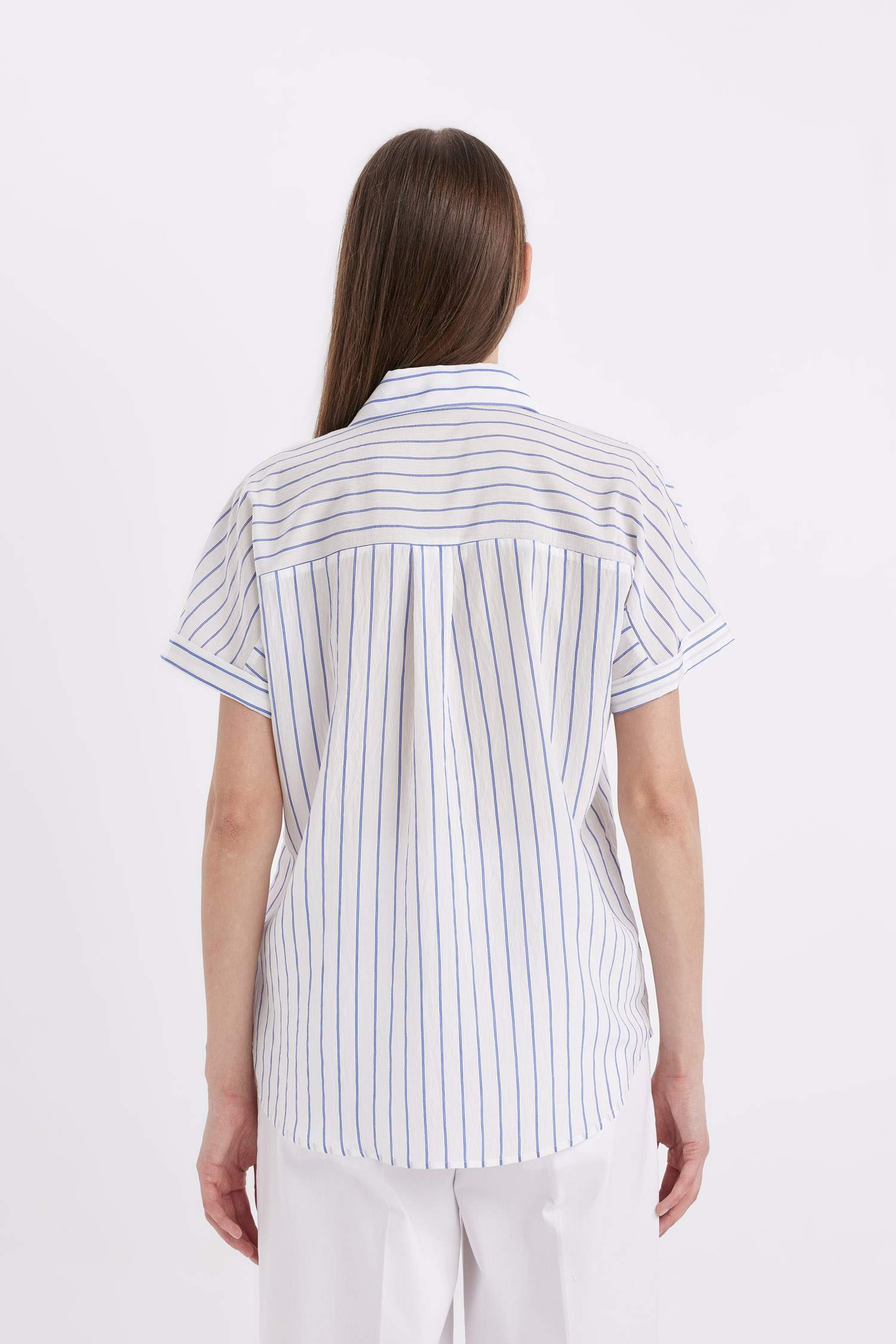 Oversize Geniş Kalıp Çizgili Kısa Kollu Gömlek