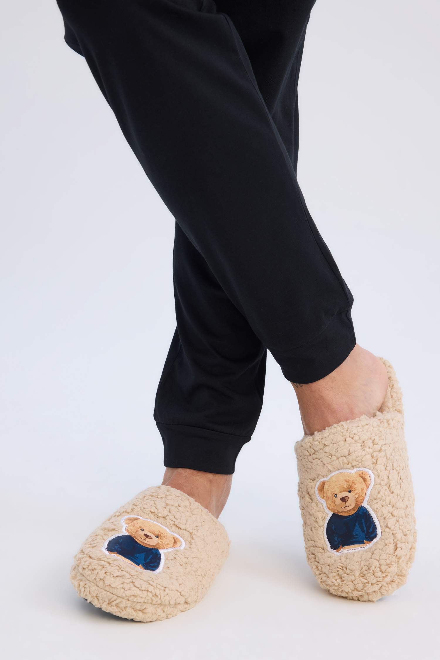 Boy Teddy Printed Flat Sole Home Slippers