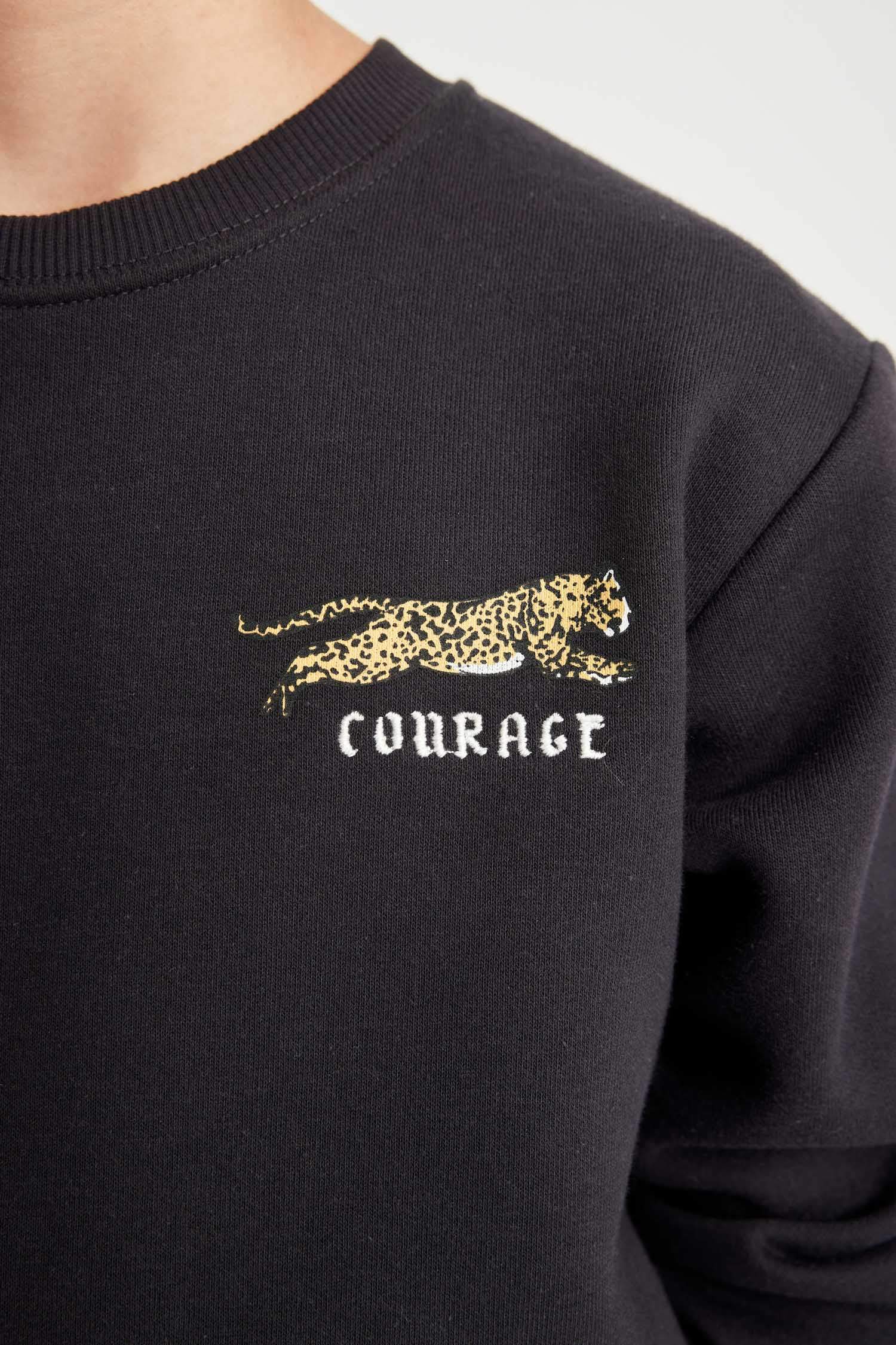 Erkek Çocuk Baskılı Bisiklet Yaka Sweatshirt