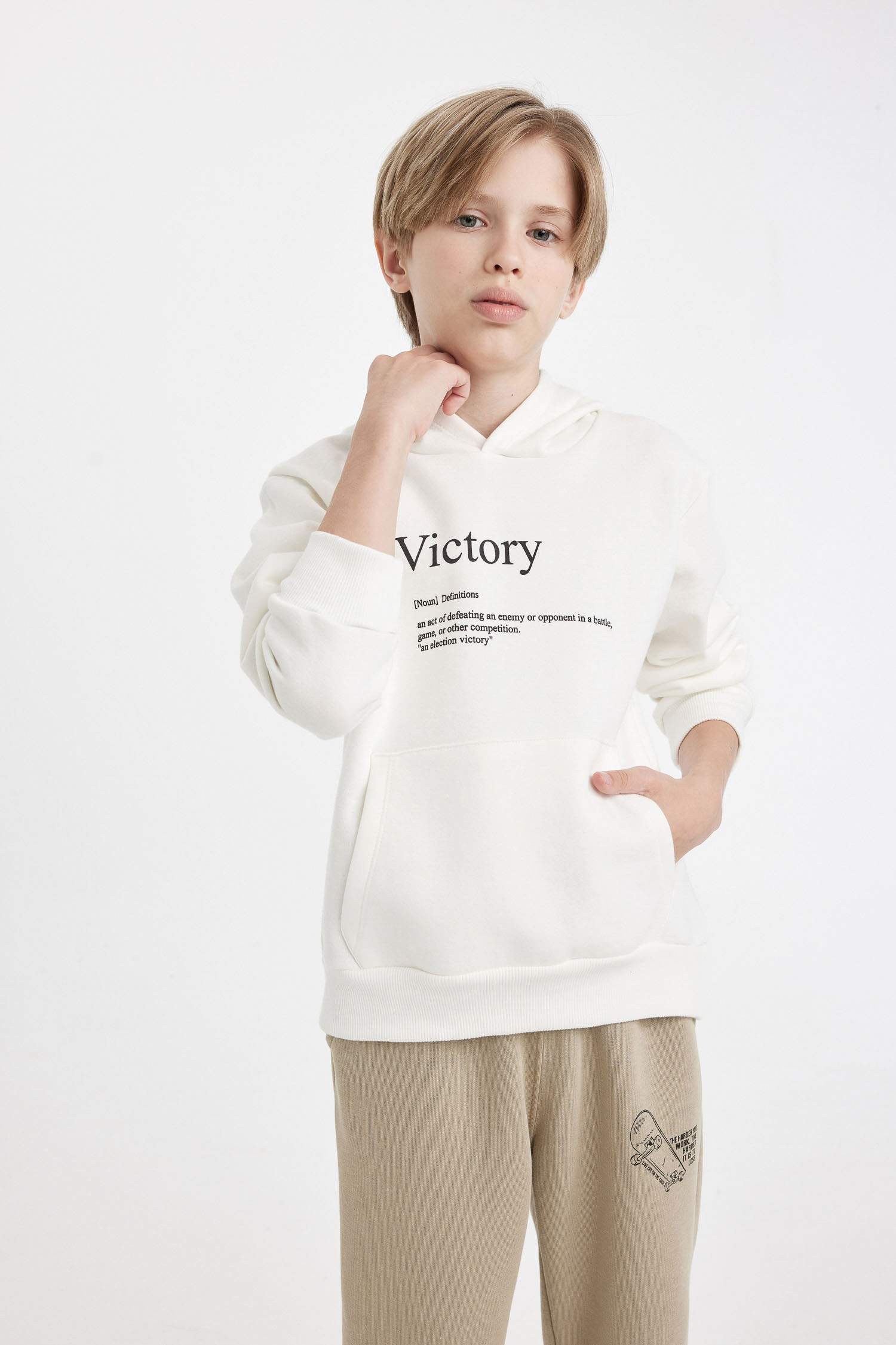 Erkek Çocuk Baskılı Kapüşonlu Sweatshirt