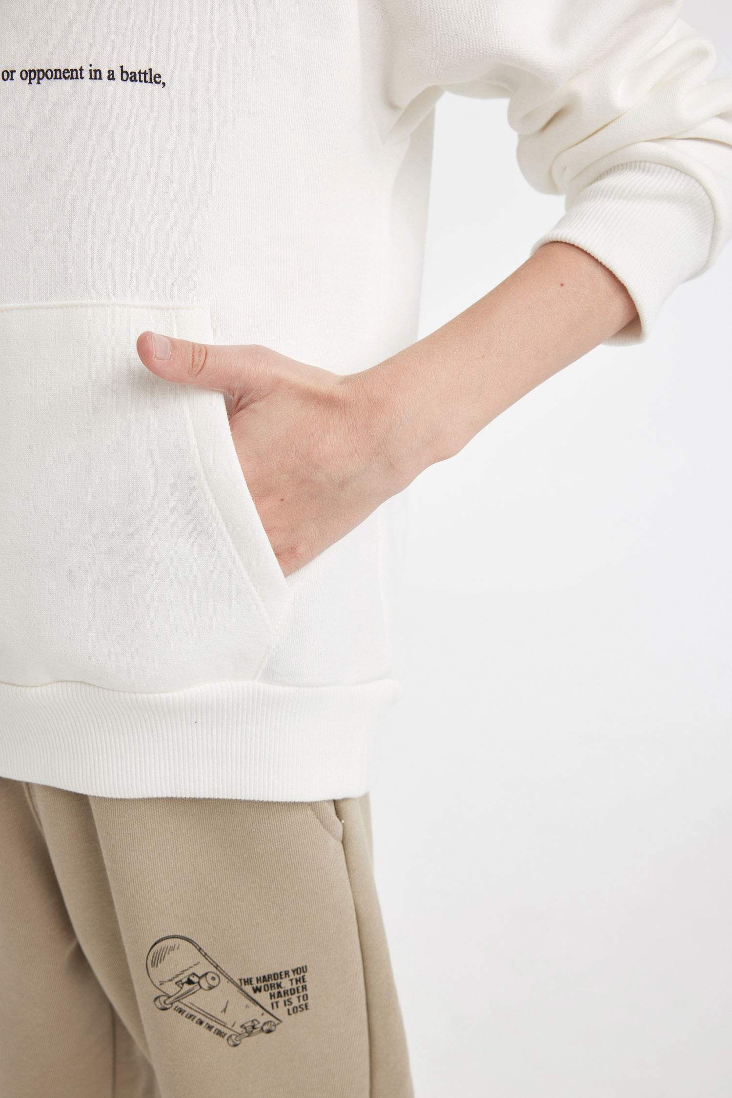 Erkek Çocuk Baskılı Kapüşonlu Sweatshirt