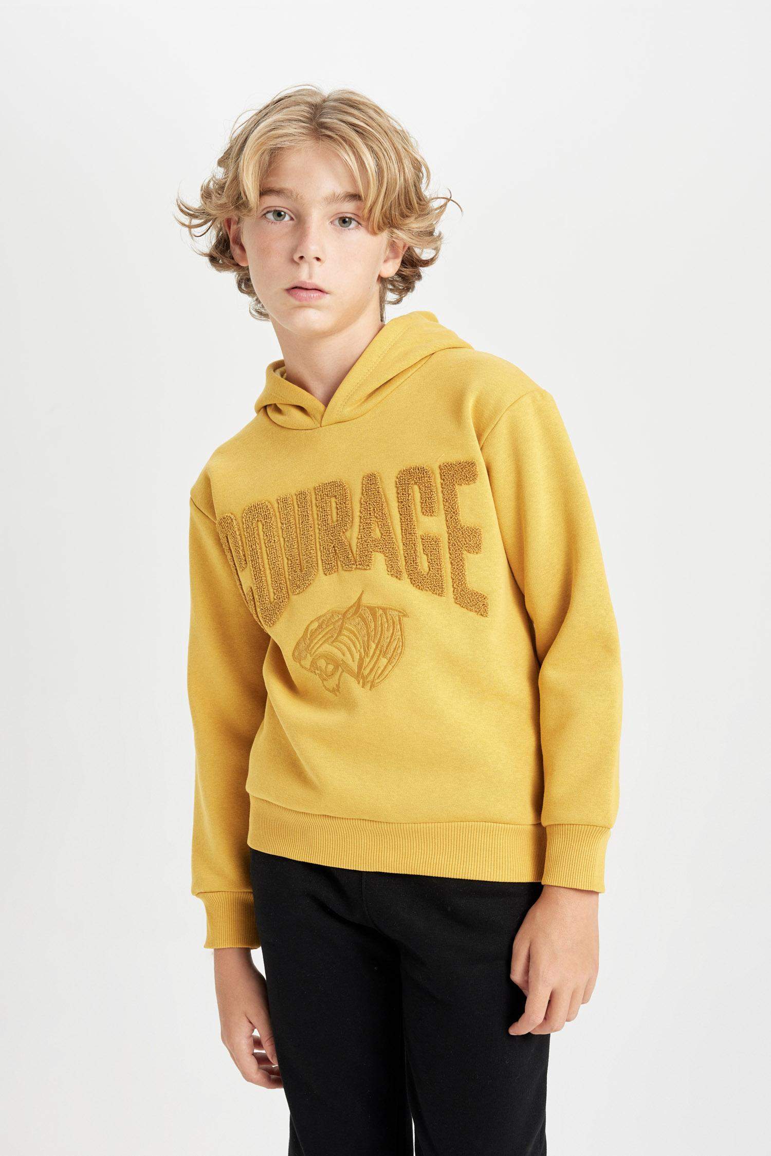 Erkek Çocuk Oversize Geniş Kalıp Baskılı Kapüşonlu Sweatshirt