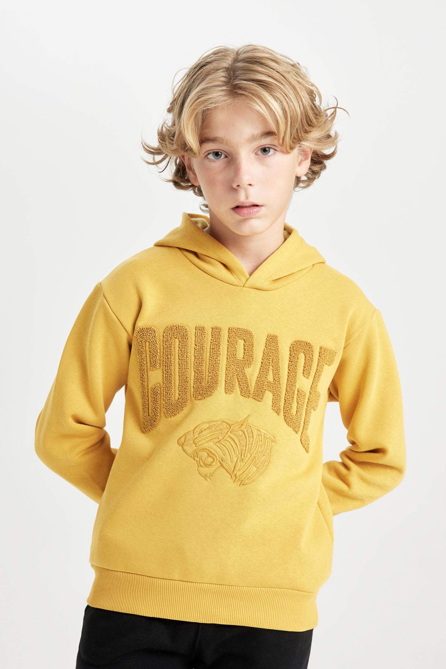 Erkek Çocuk Oversize Geniş Kalıp Baskılı Kapüşonlu Sweatshirt