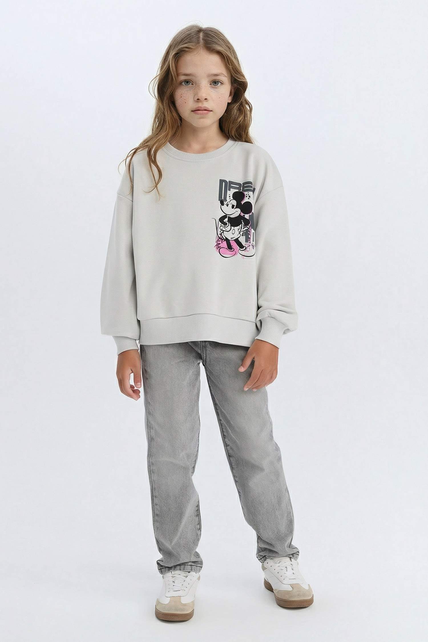 Girl Disney Mickey & Minnie Relax Fit Crew Neck Sweatshirt